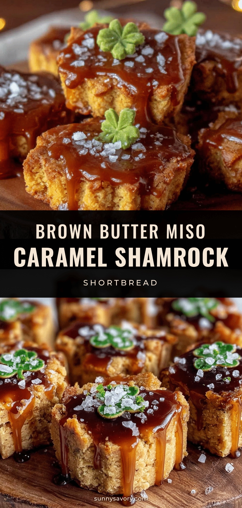 brown butter miso caramel shamrock shortbread recipe
