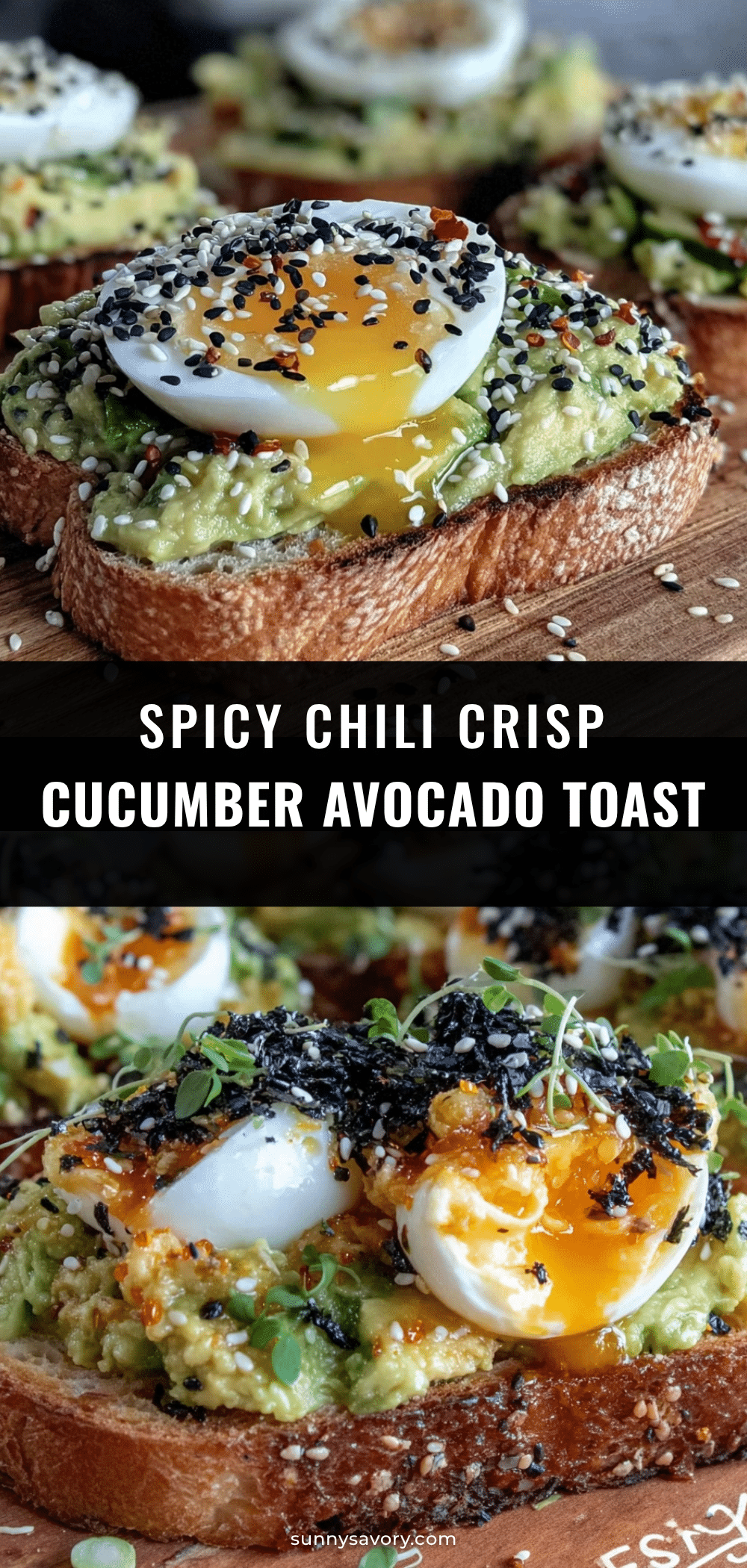 chili crisp smashed cucumber avocado toast recipe