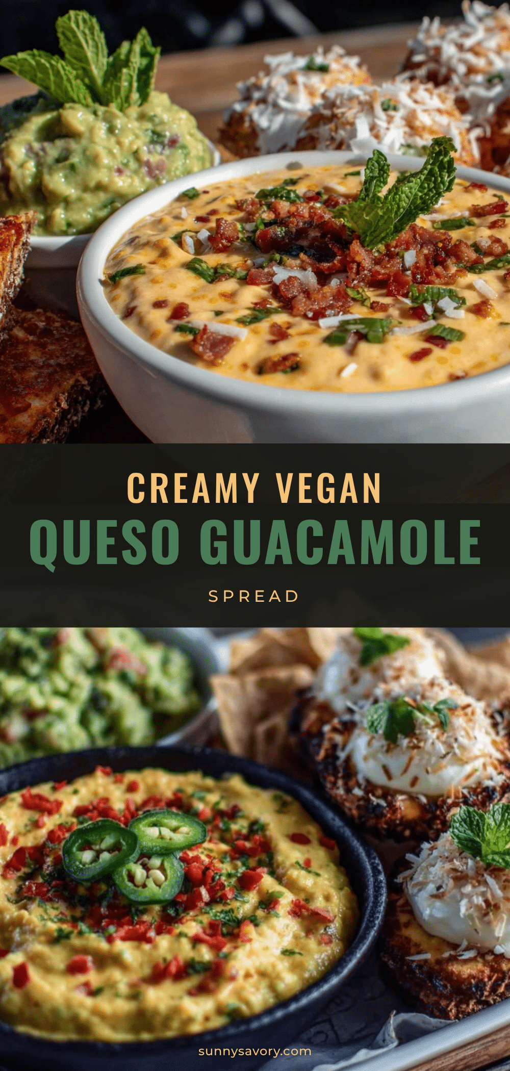 creamy vegan queso guacamole spread recipe