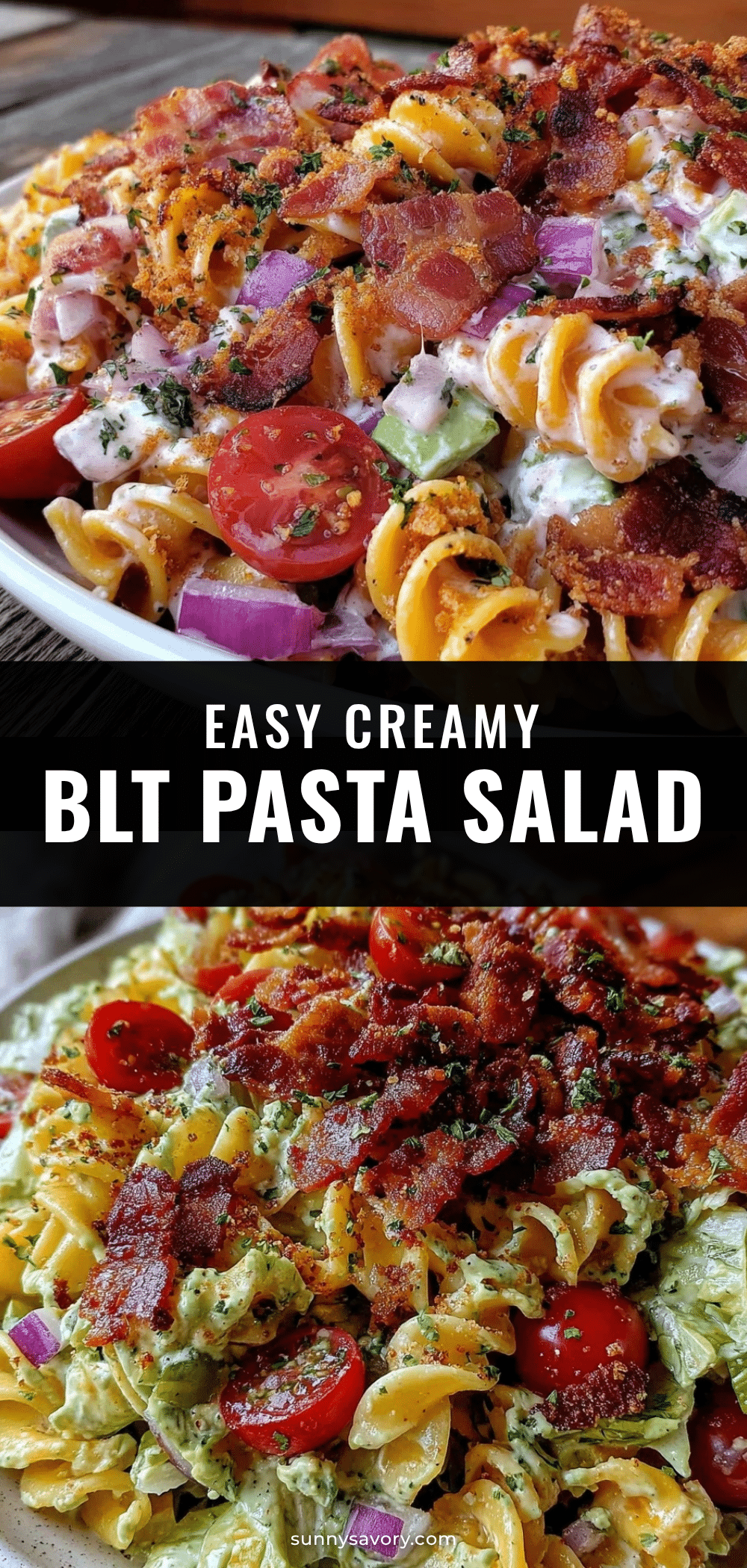 Easy Creamy BLT Pasta Salad recipe