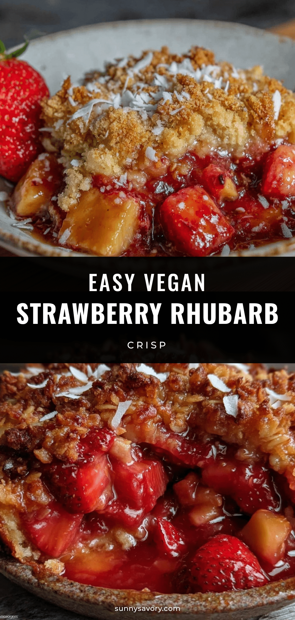 easy vegan strawberry rhubarb crisp recipe