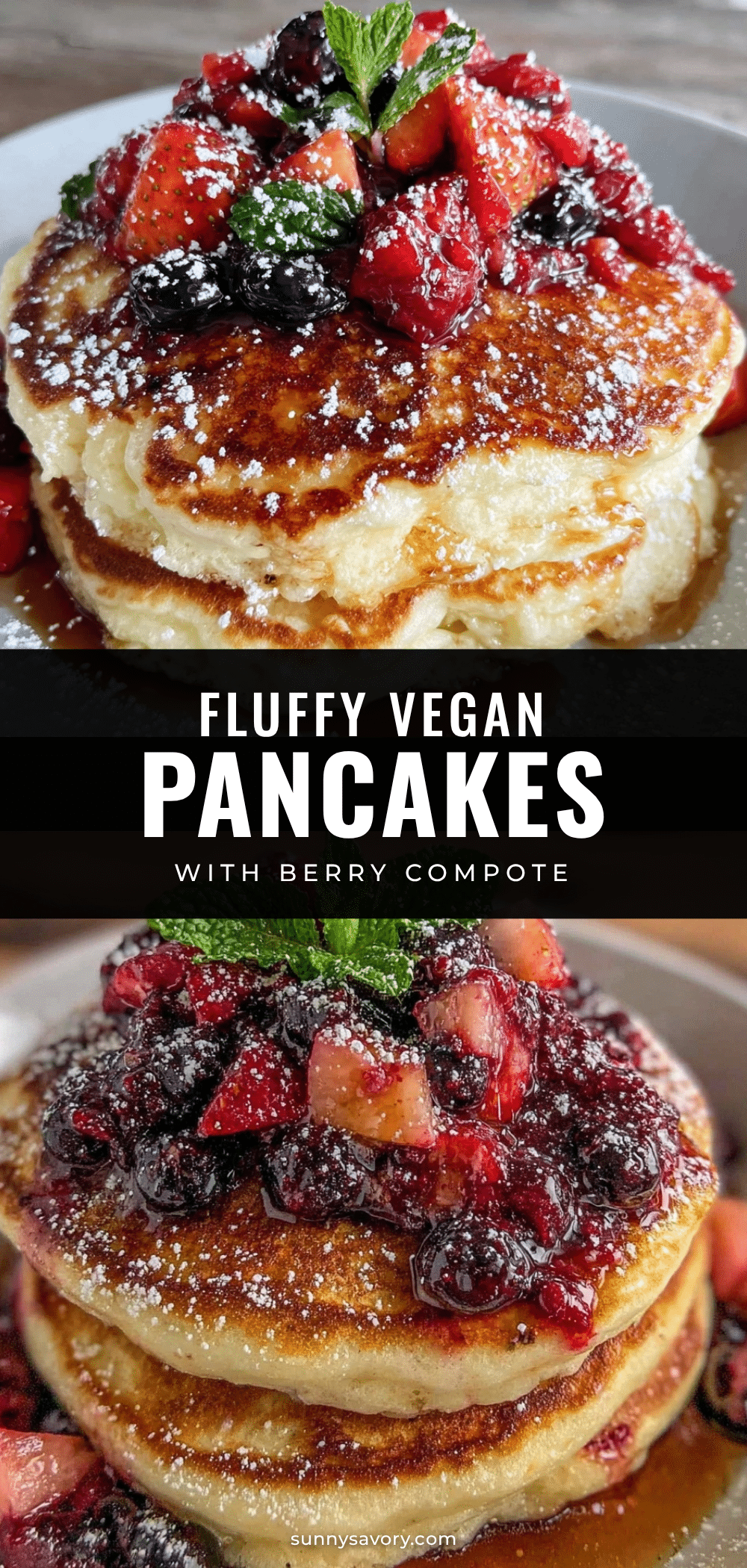 fluffy vegan pancake stack recipe