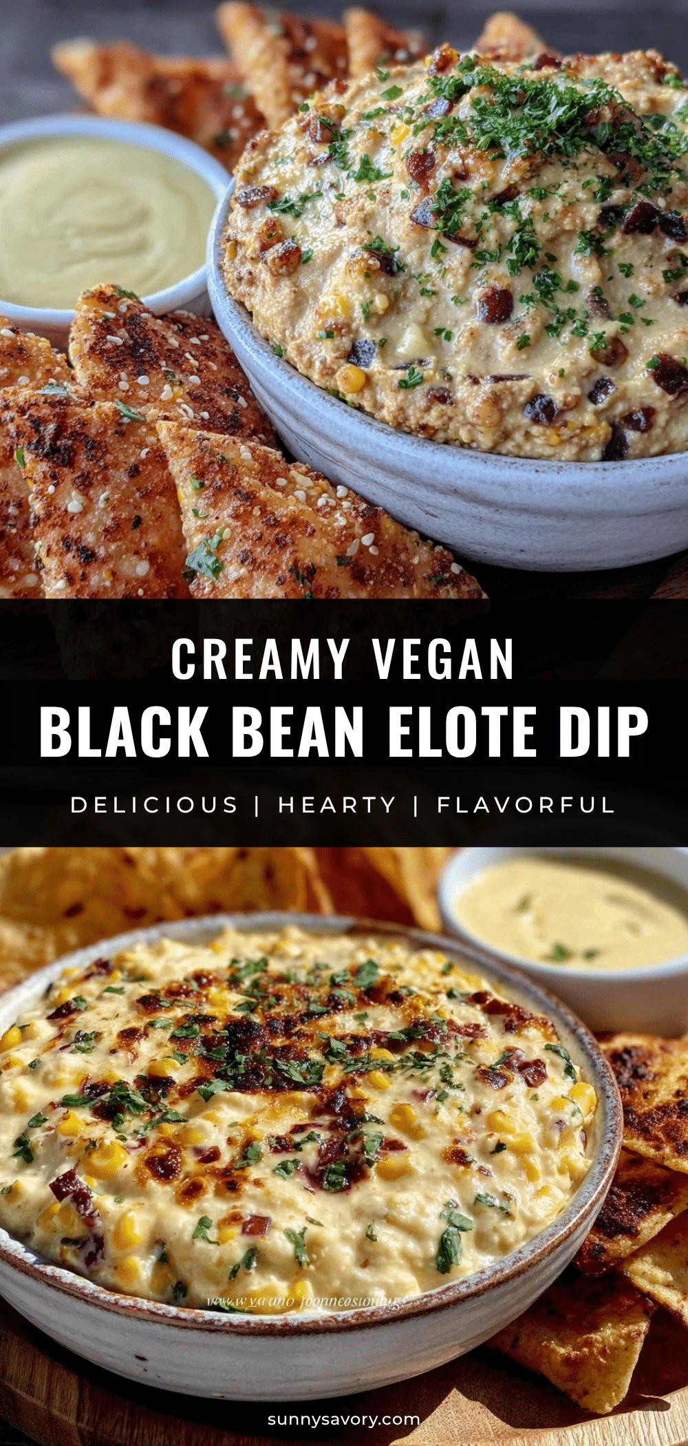 vegan black bean elote dip recipe