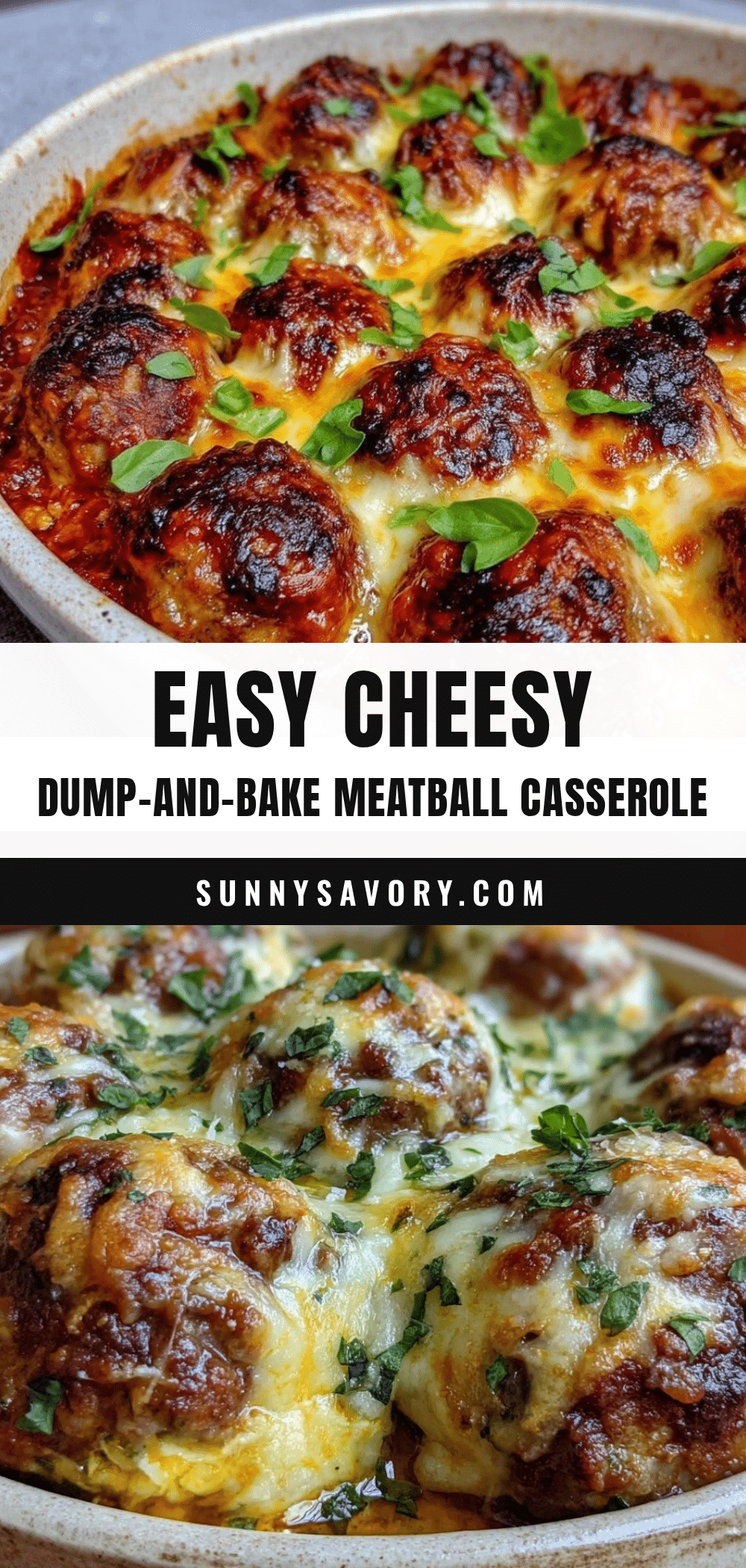 easy cheesy dump-and-bake meatball casserole recipe