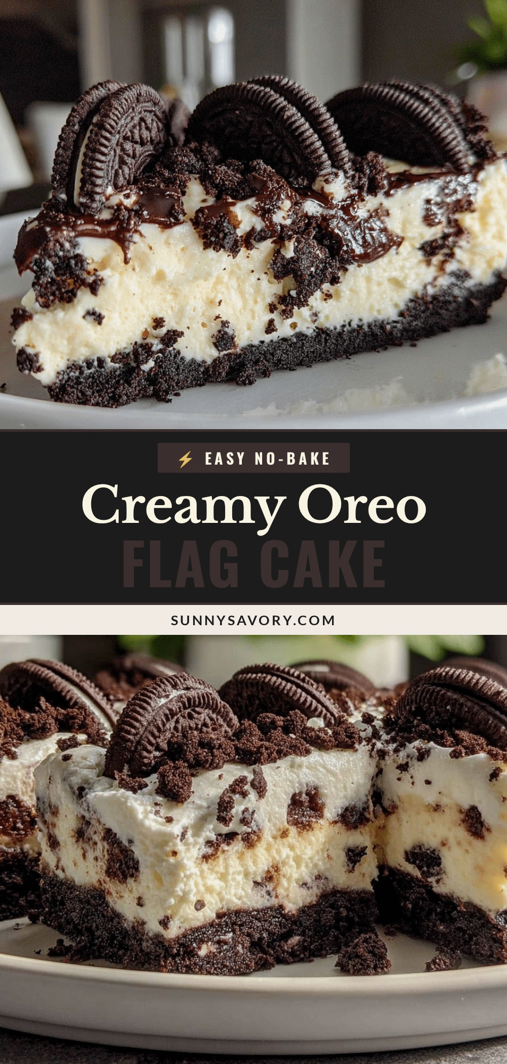 easy no-bake Oreo flag cake recipe