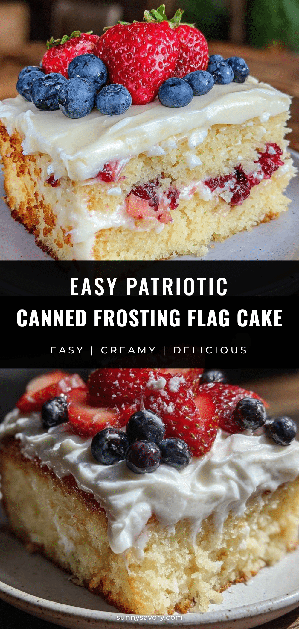 Easy Patriotic Canned Frosting Flag Cake recipe