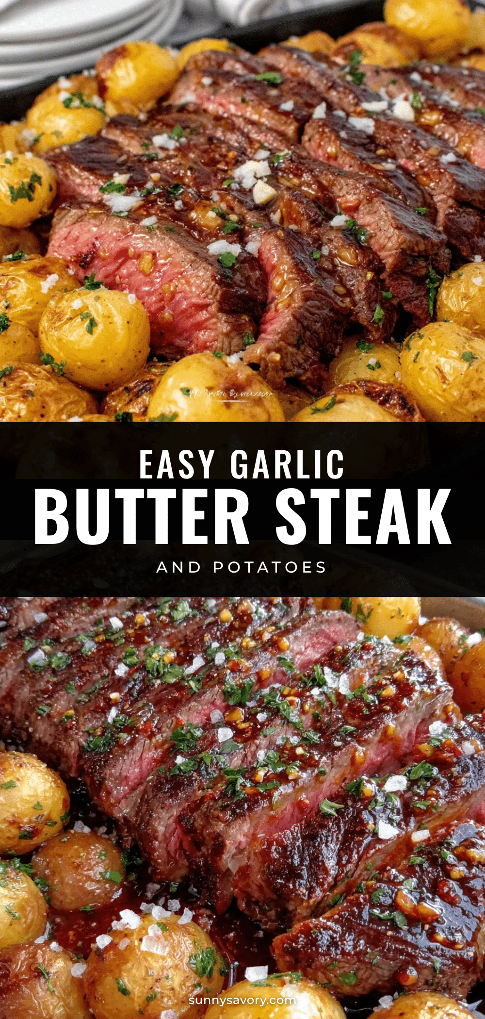 garlic butter steak and potatoes sheet pan dinner recipe