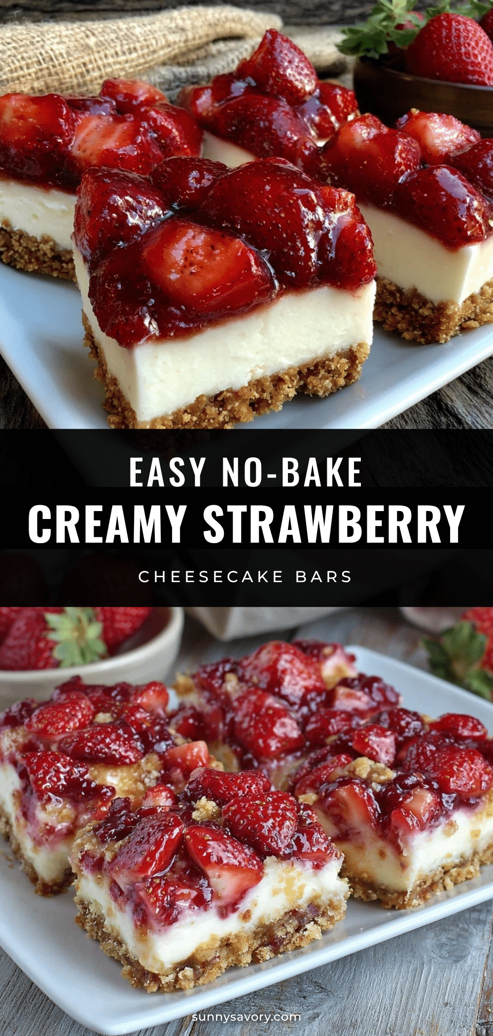 no bake strawberry cheesecake bars recipe