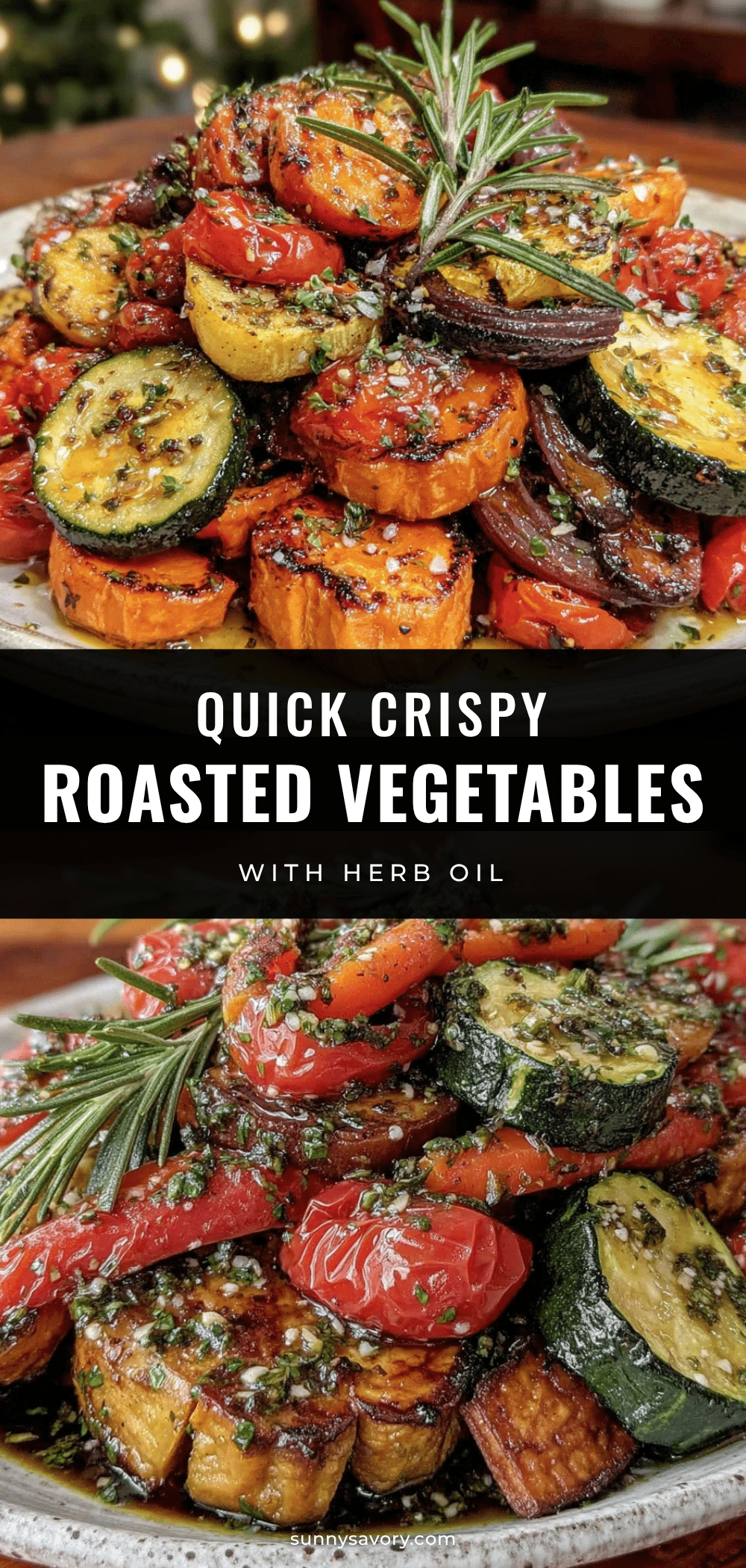 Quick Crispy Roasted Vegetables with Herb Oil recipe