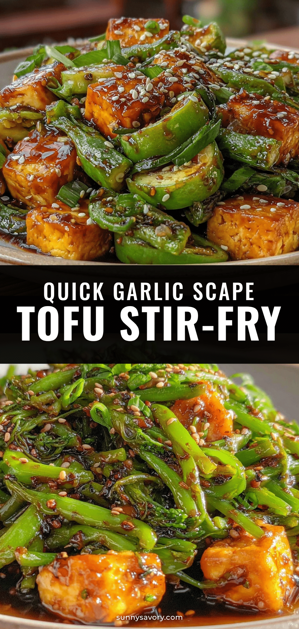 quick garlic scape tofu stir-fry recipe