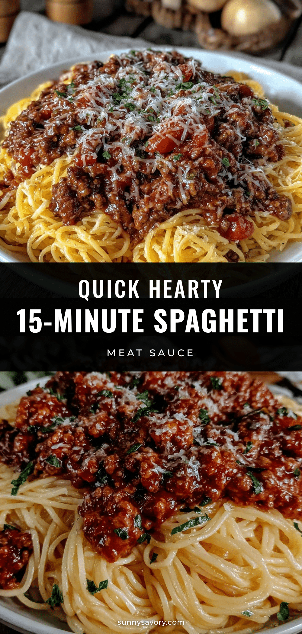 quick hearty 15-minute spaghetti with meat sauce recipe