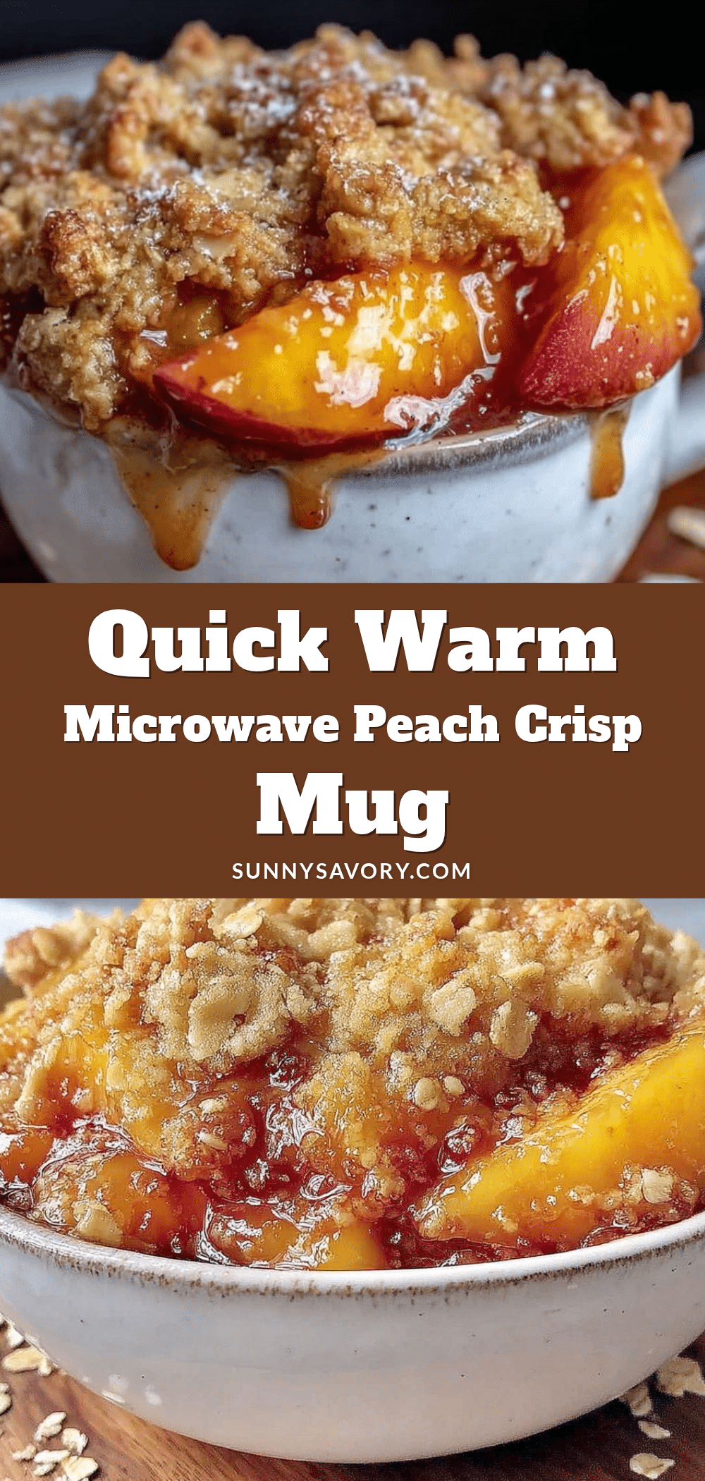 quick microwave peach crisp mug dessert recipe