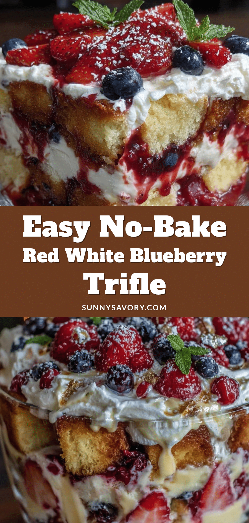 Easy No-Bake Red White and Blue Berry Trifle recipe