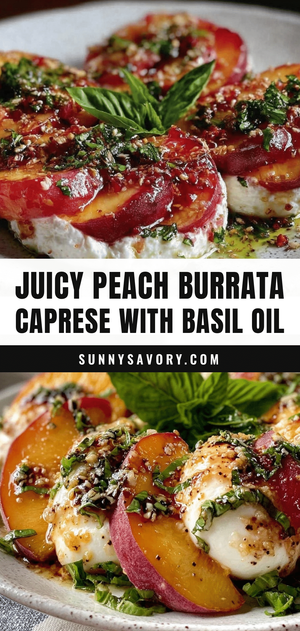 fresh peach burrata caprese recipe