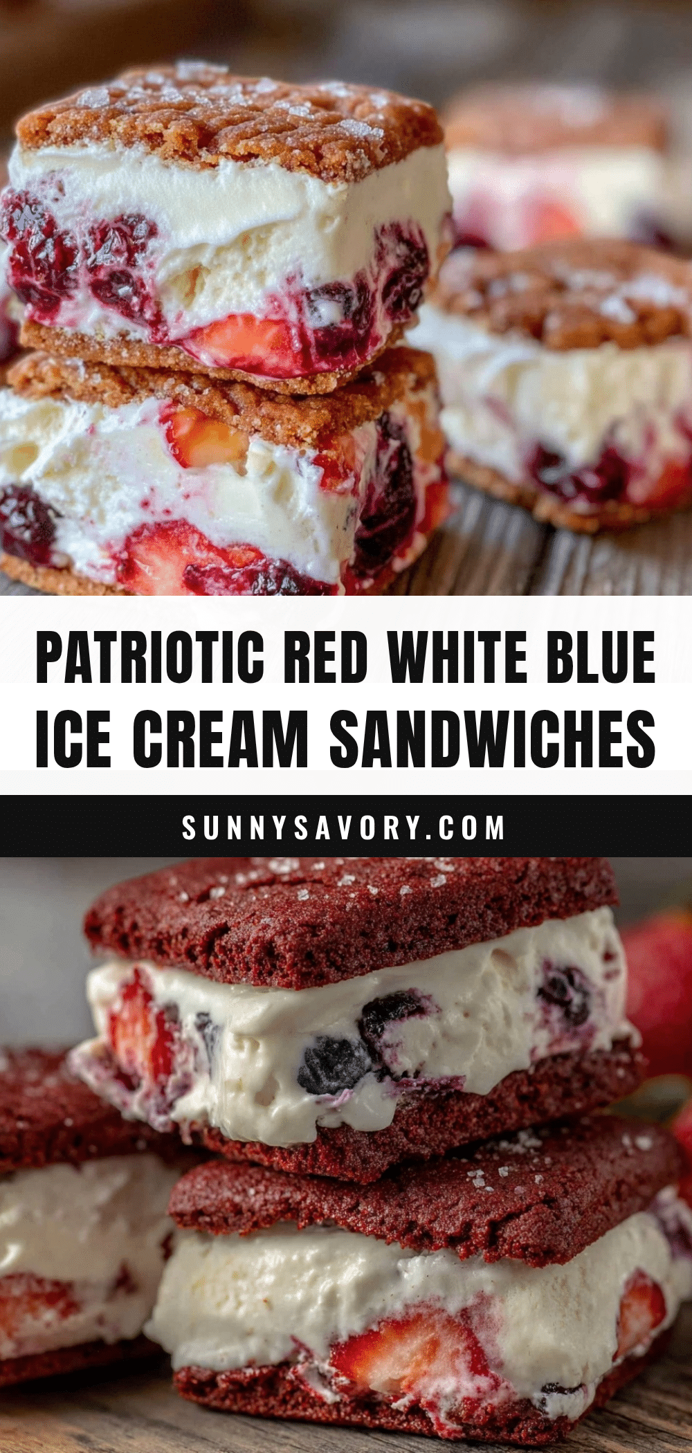 red white and blue ice cream sandwiches recipe