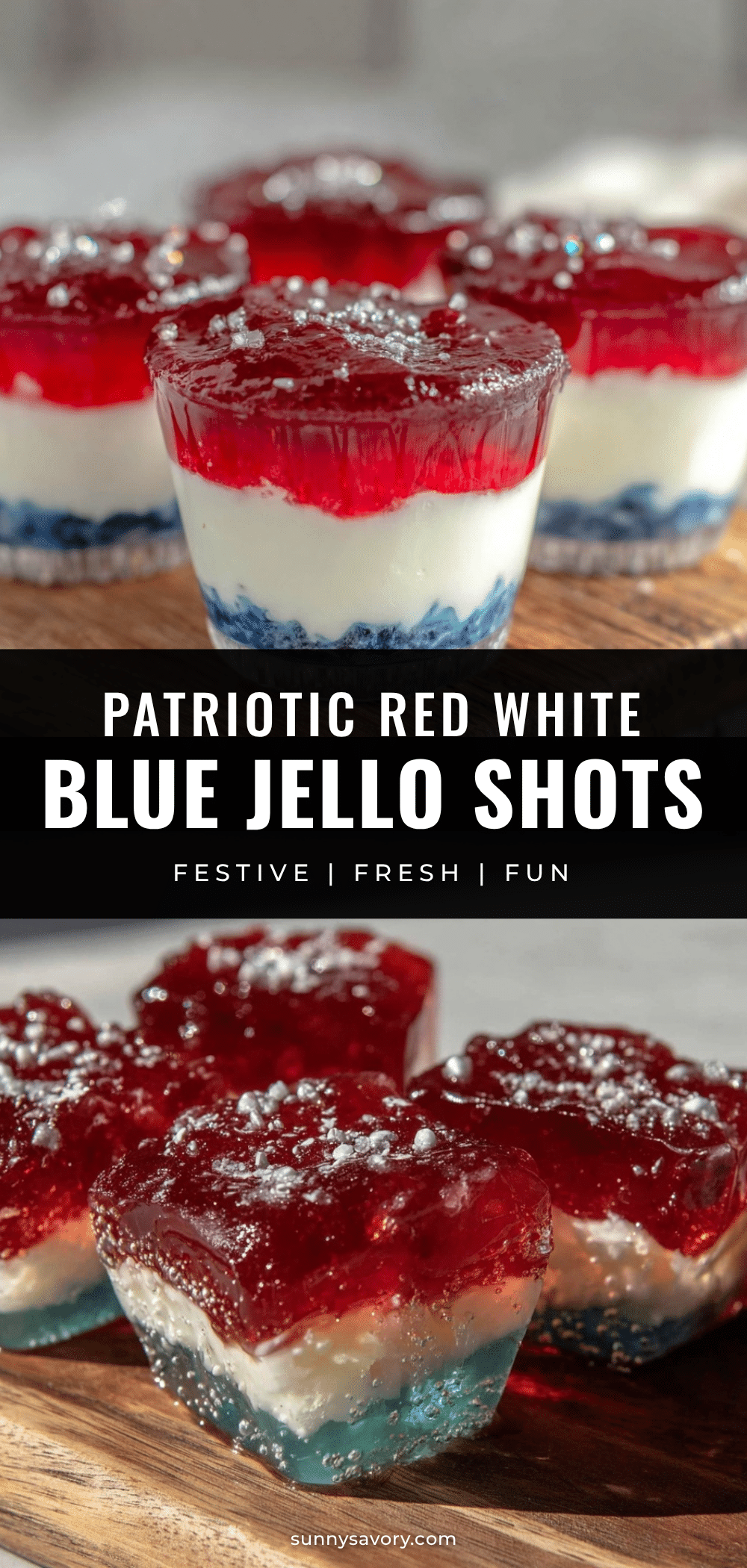 red white and blue layered jello shots recipe