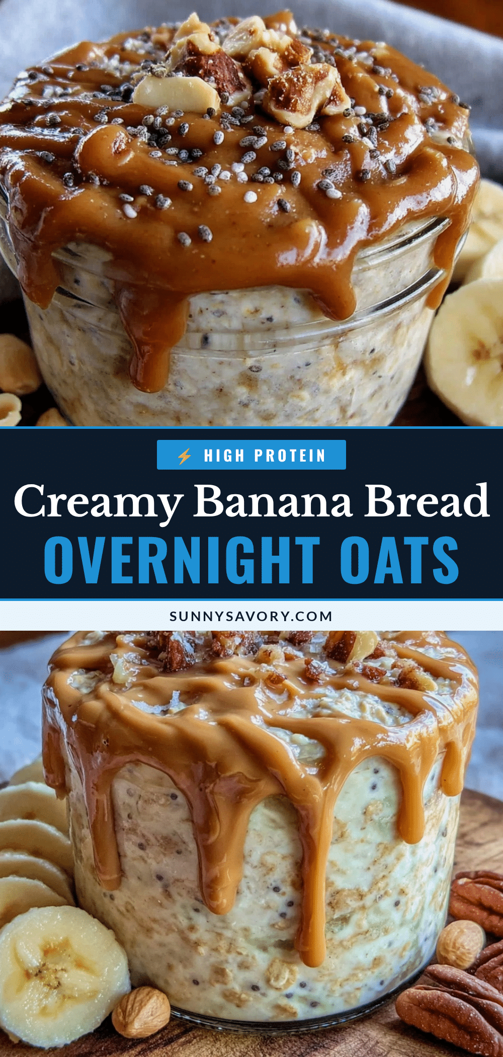 creamy banana bread overnight oats recipe