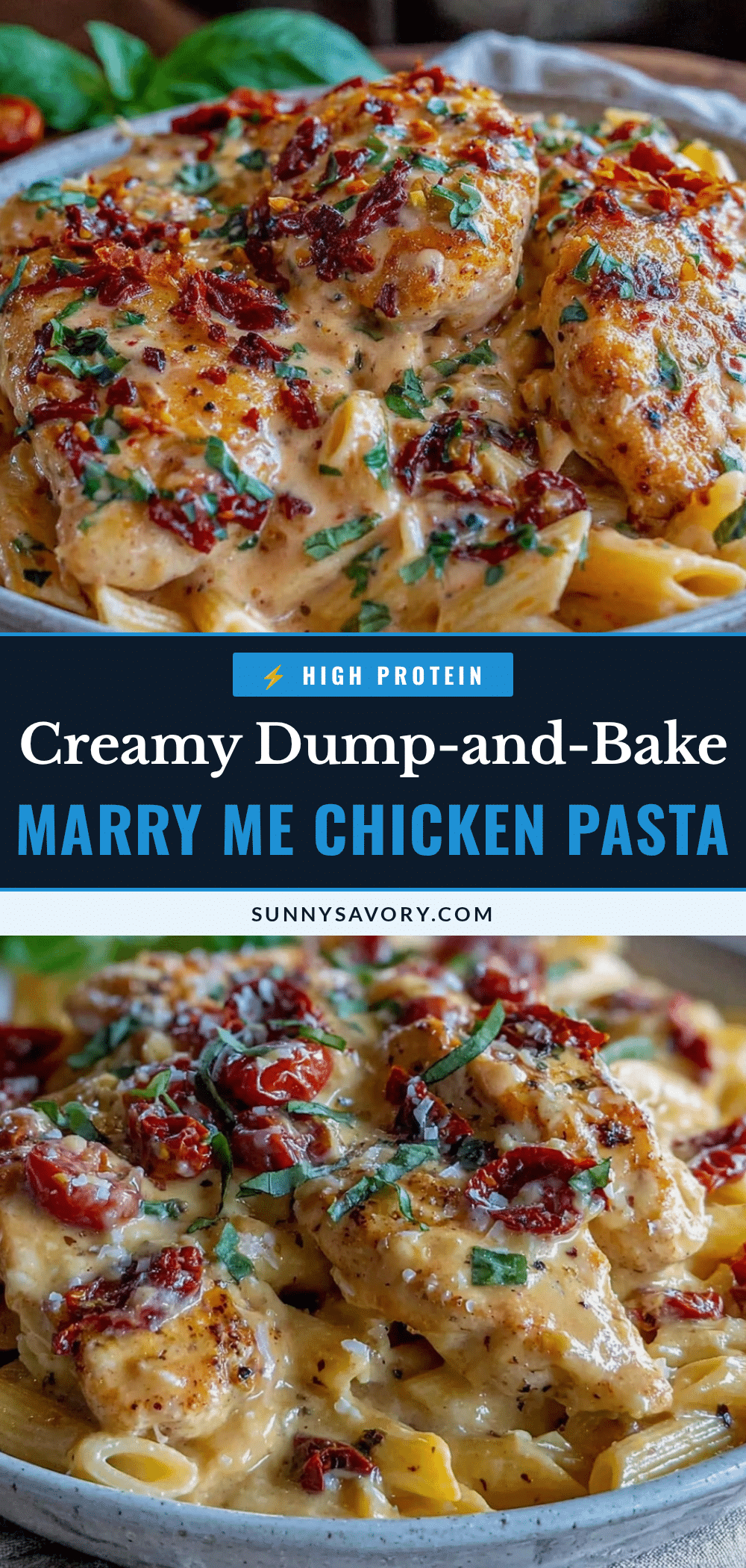 creamy dump-and-bake chicken pasta recipe