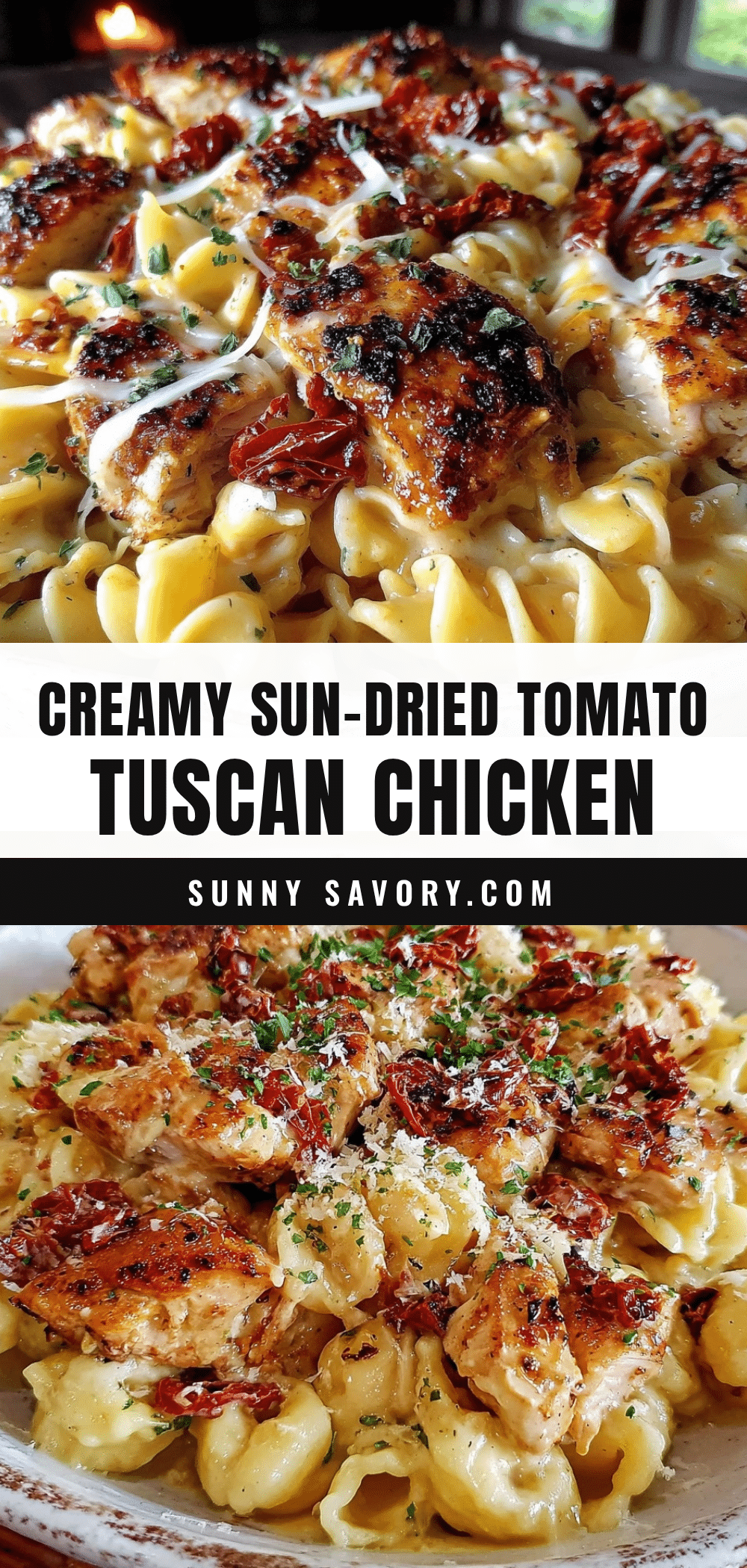 Creamy Sun-Dried Tomato Tuscan Chicken Pasta recipe