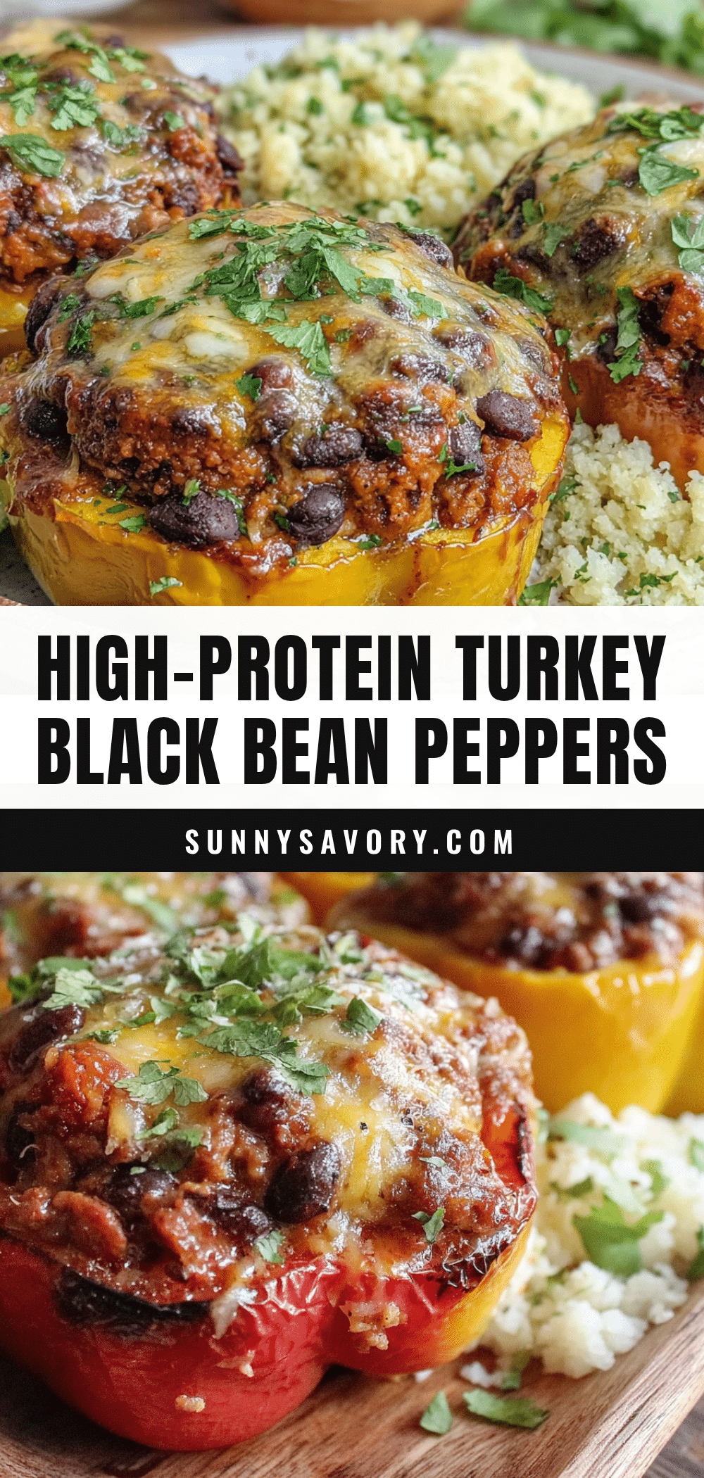 healthy high-protein turkey and black bean stuffed peppers recipe