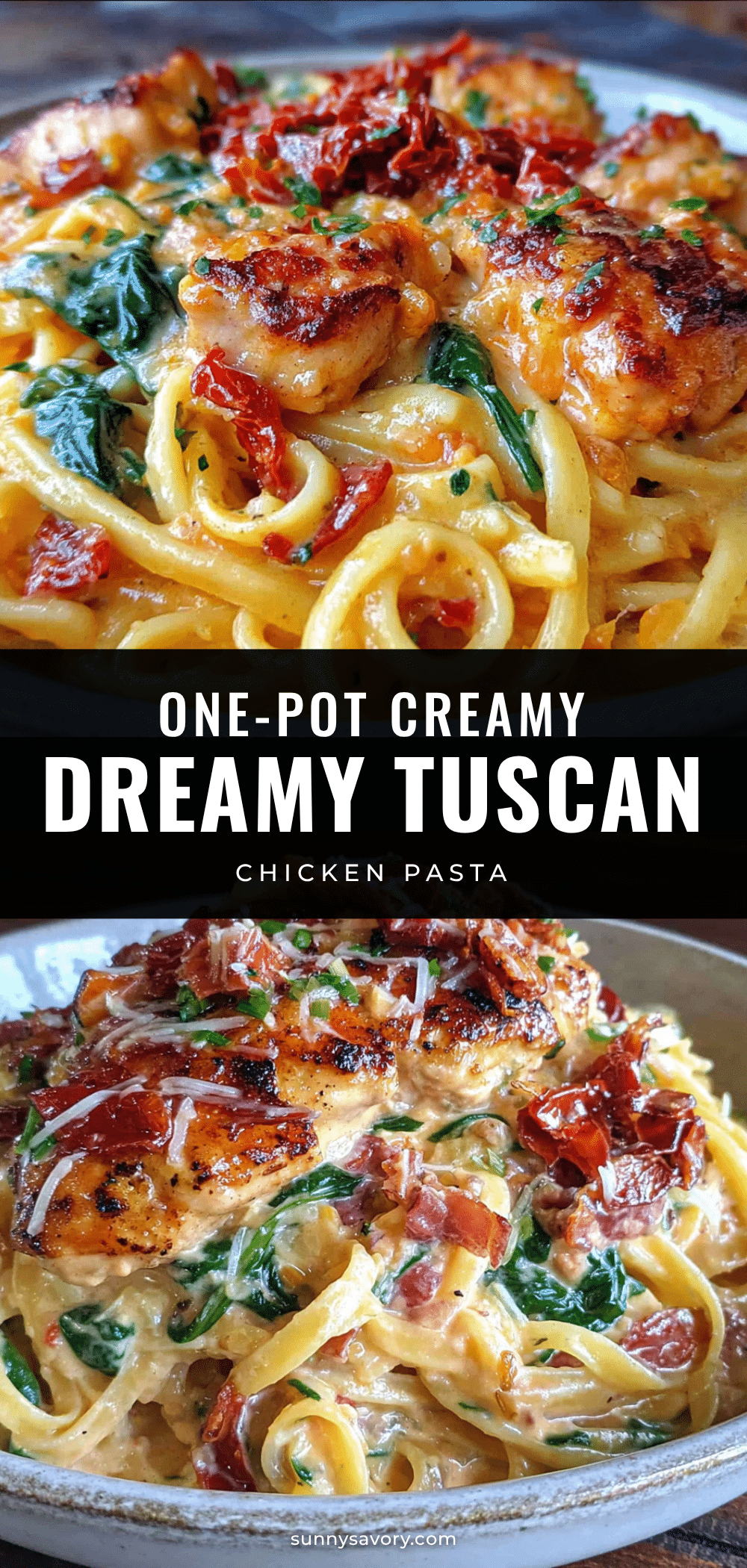 creamy tuscan chicken pasta one-pot recipe recipe