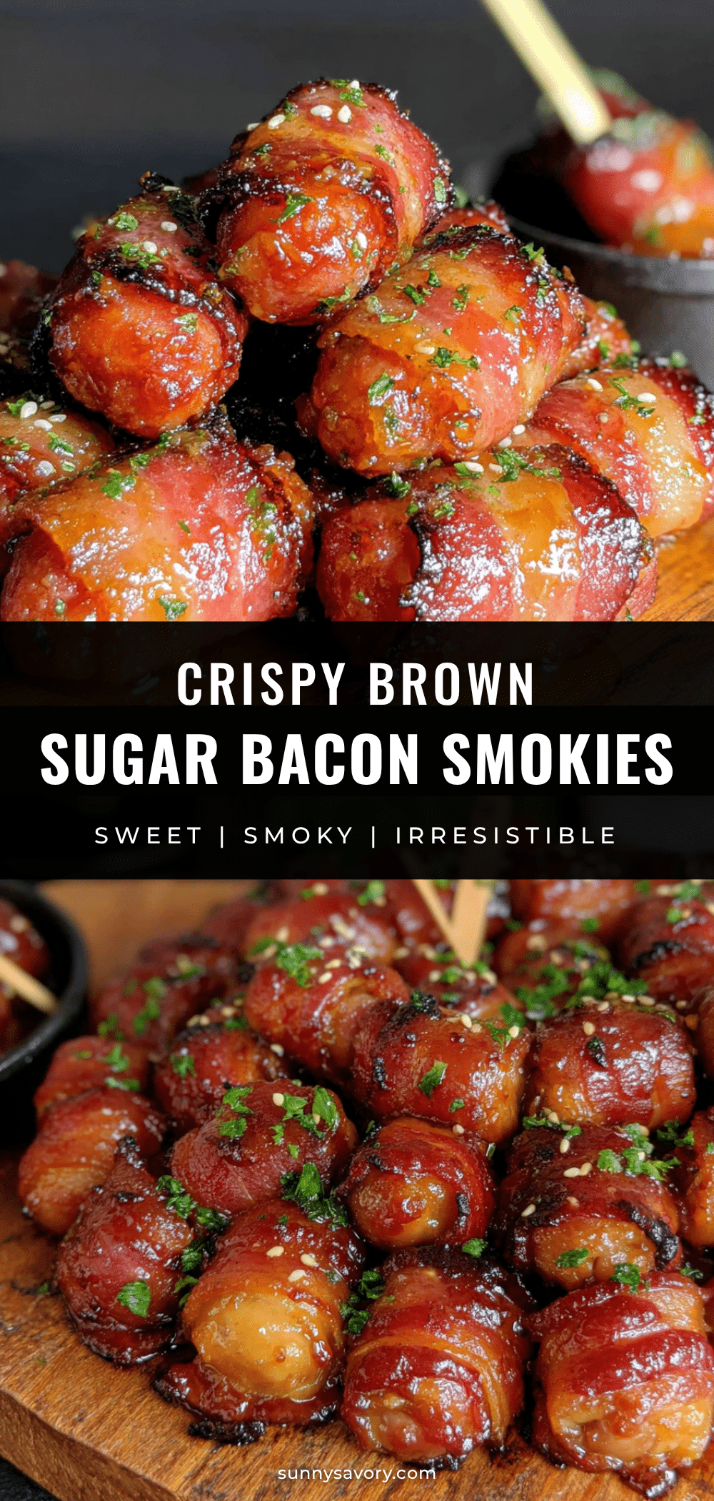 Crispy Brown Sugar Bacon Smokies recipe