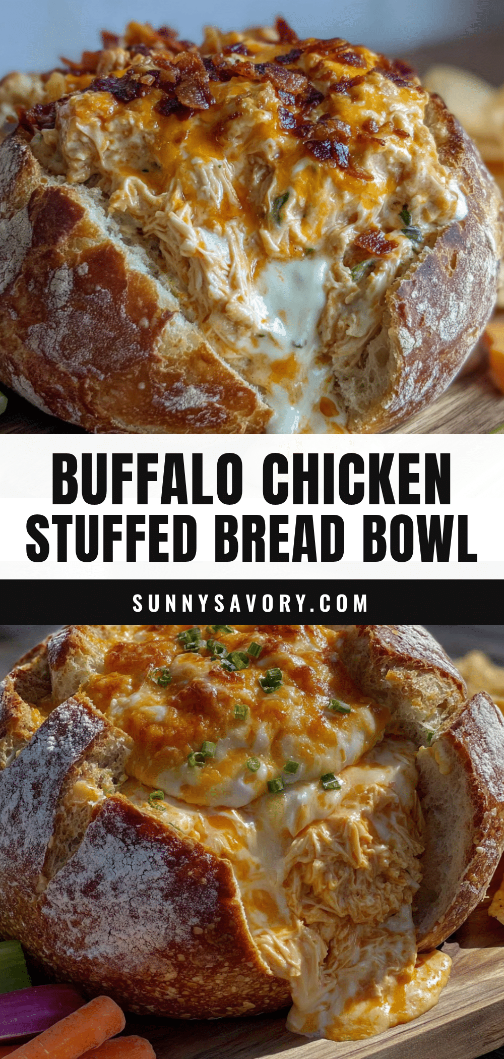 crockpot buffalo chicken dip stuffed bread bowl recipe