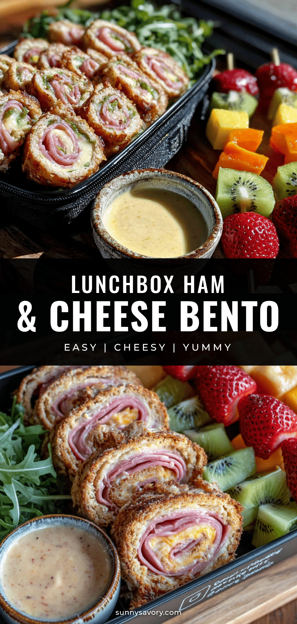 Easy Ham & Cheese Bento Box with Fruit Skewers recipe