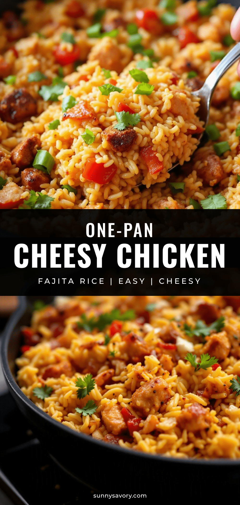 easy one-pan cheesy chicken fajita rice recipe