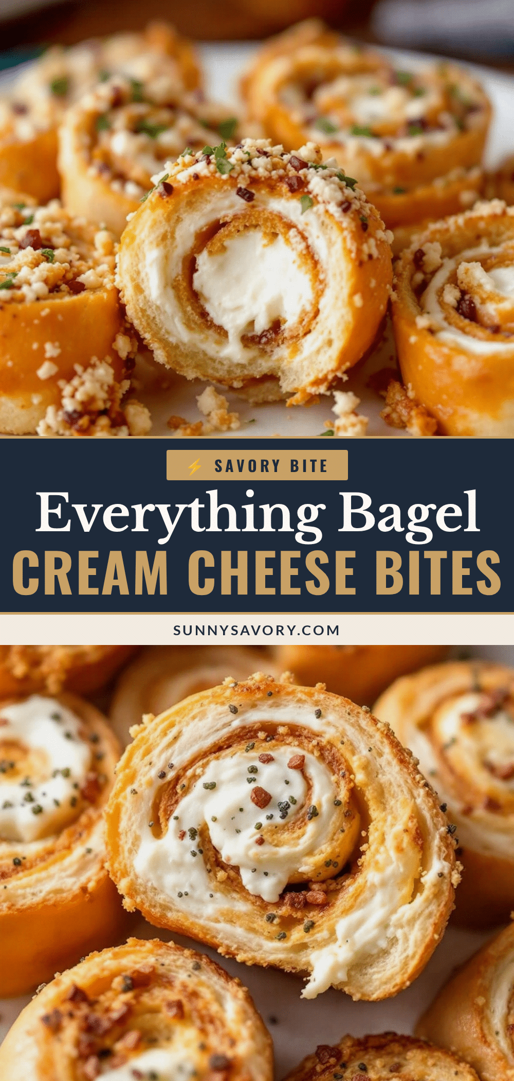 everything bagel cream cheese pinwheel bites recipe