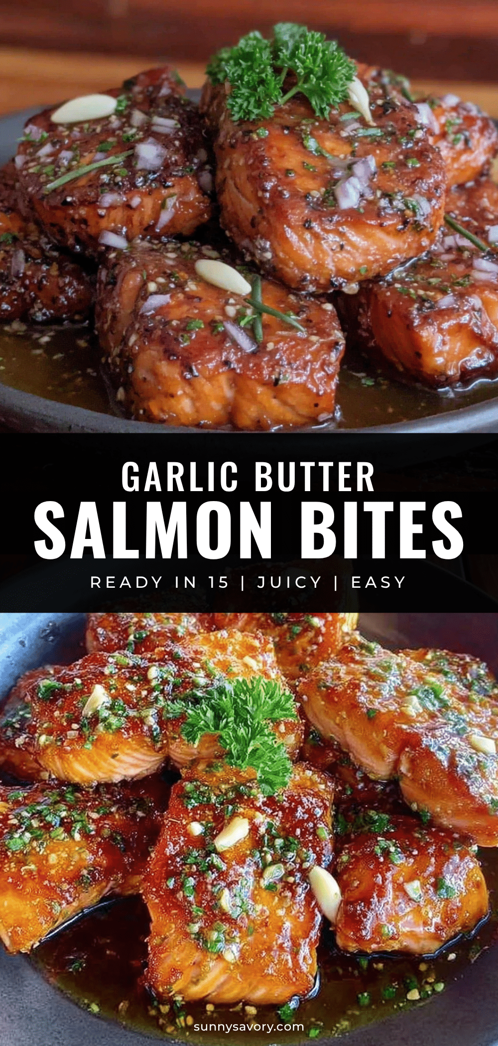 Garlic butter salmon bites recipe