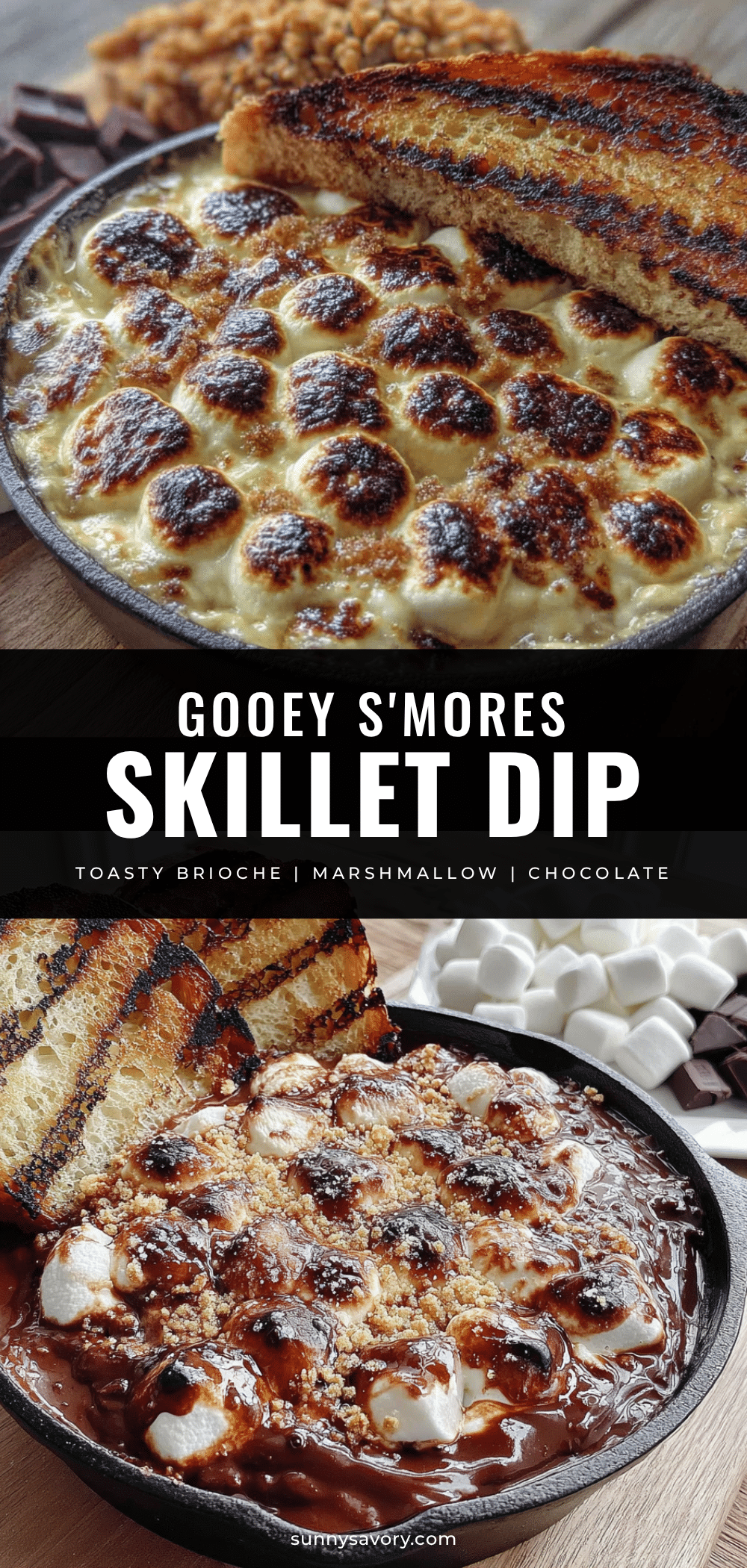 gooey smores skillet dip with grilled brioche recipe