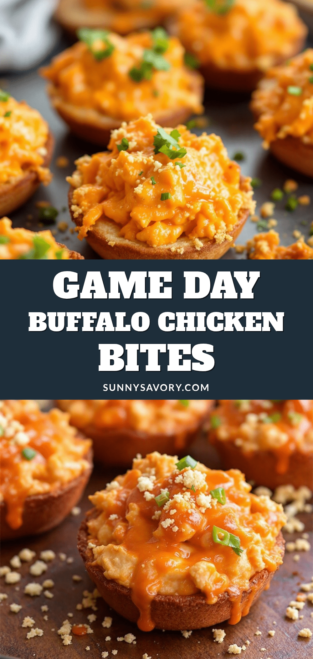 Loaded Buffalo Chicken Dip Football Bites recipe