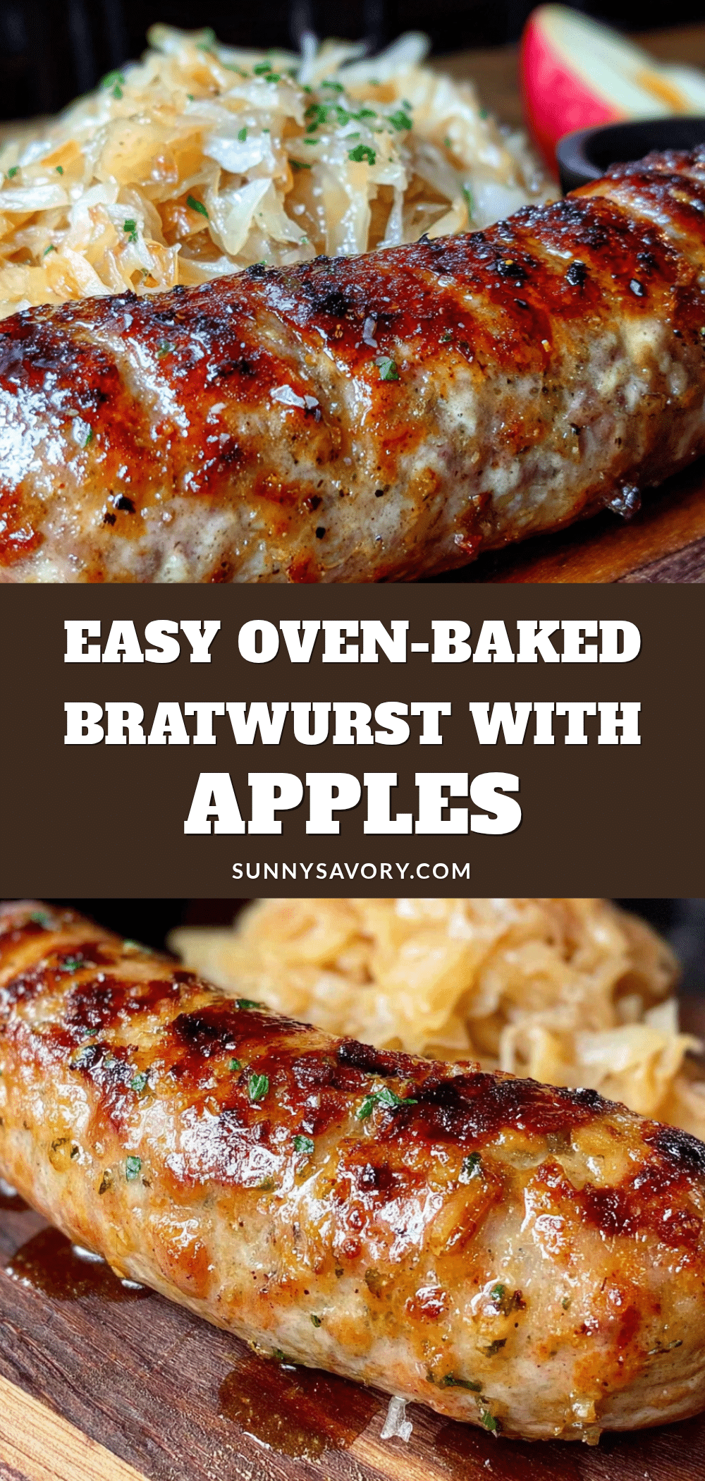 oven-baked bratwurst with apples and sauerkraut recipe