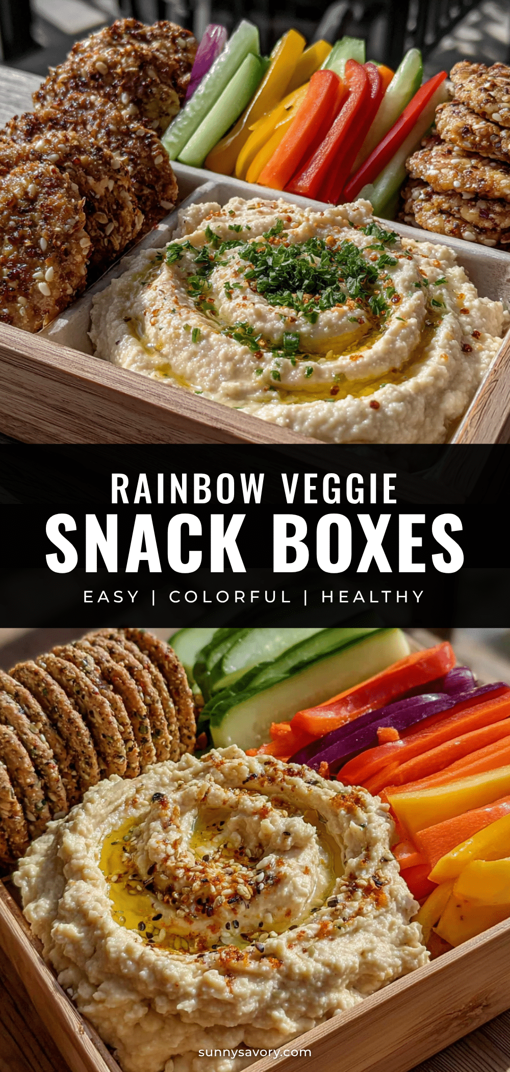 rainbow veggie hummus snack boxes for kids recipe