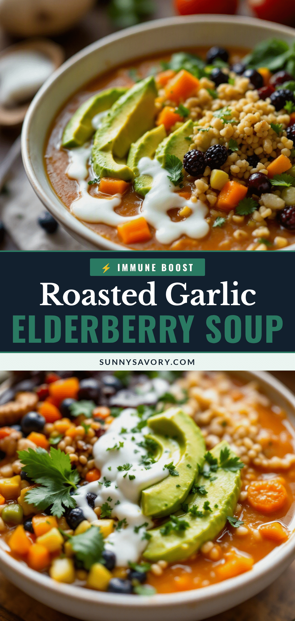 roasted garlic elderberry immune soup recipe