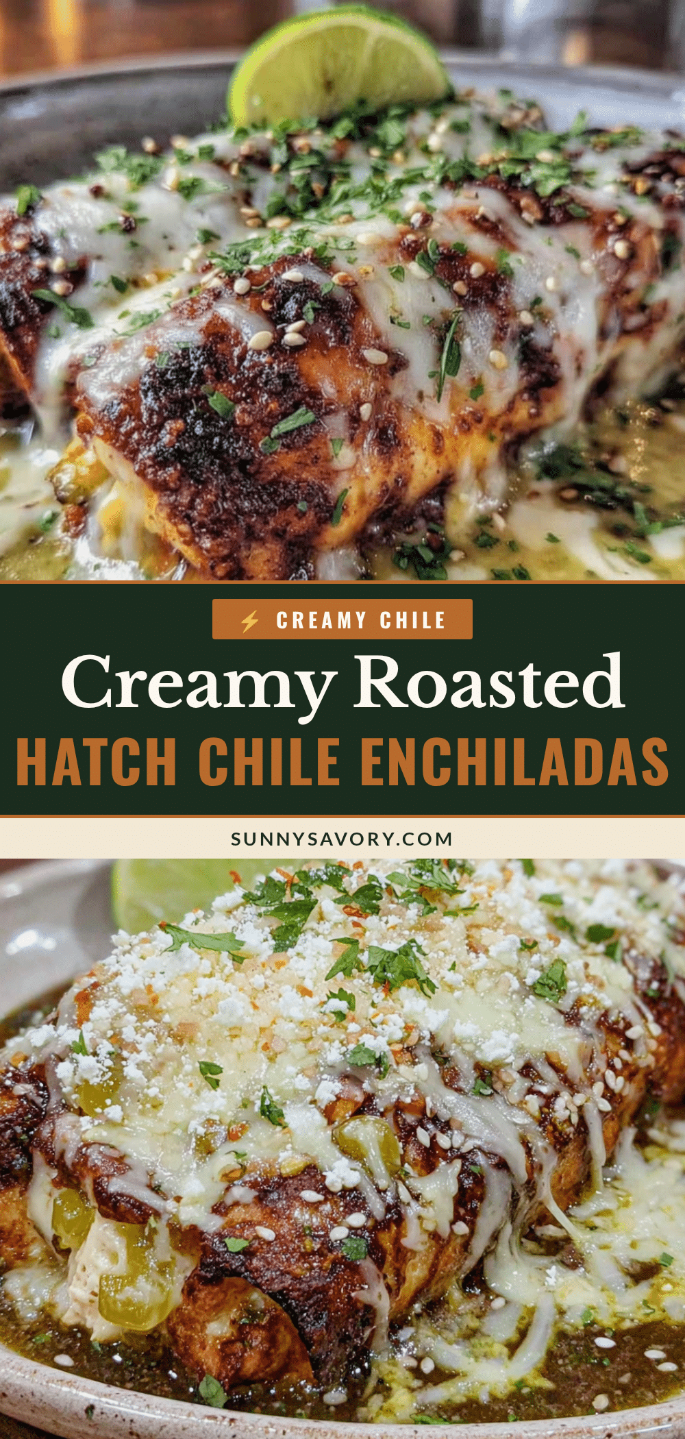 Roasted Hatch Green Chili Chicken Enchiladas recipe