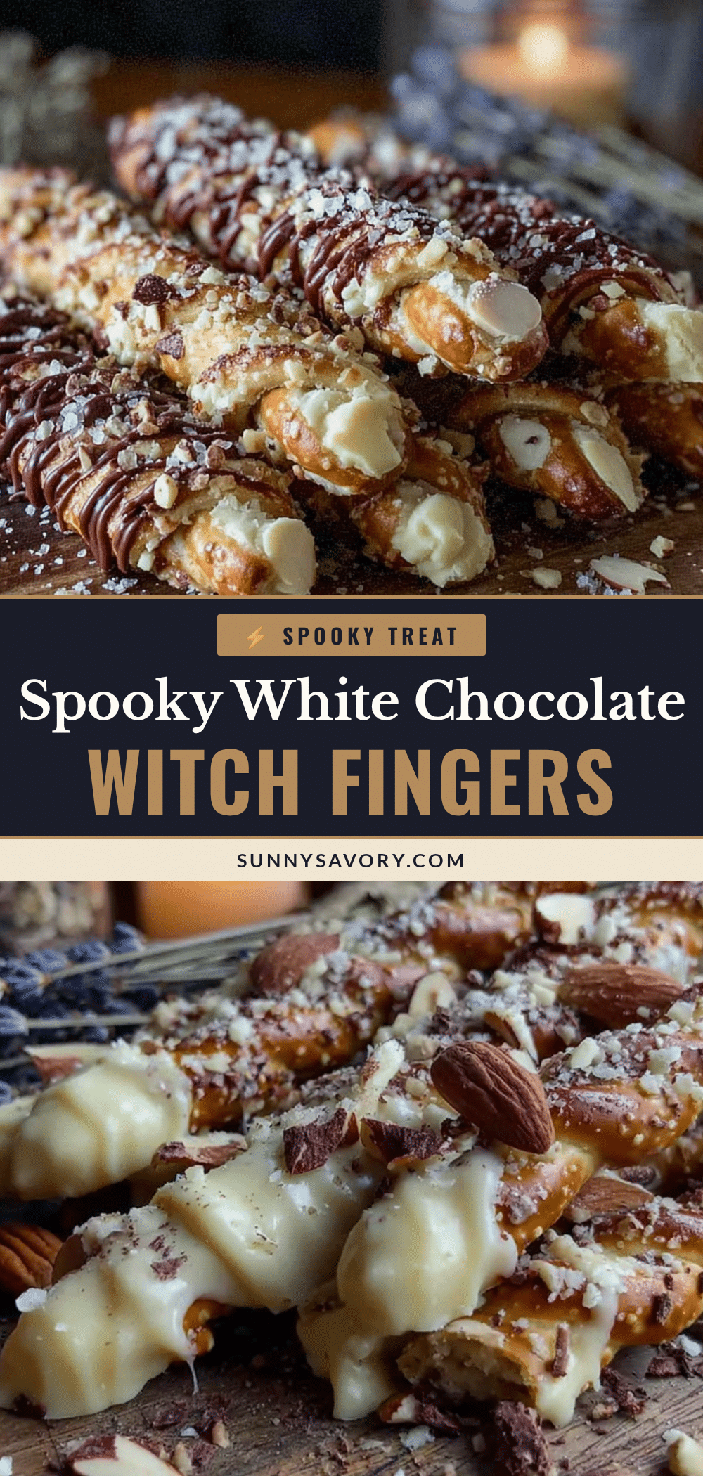 white chocolate witch finger pretzel rods recipe