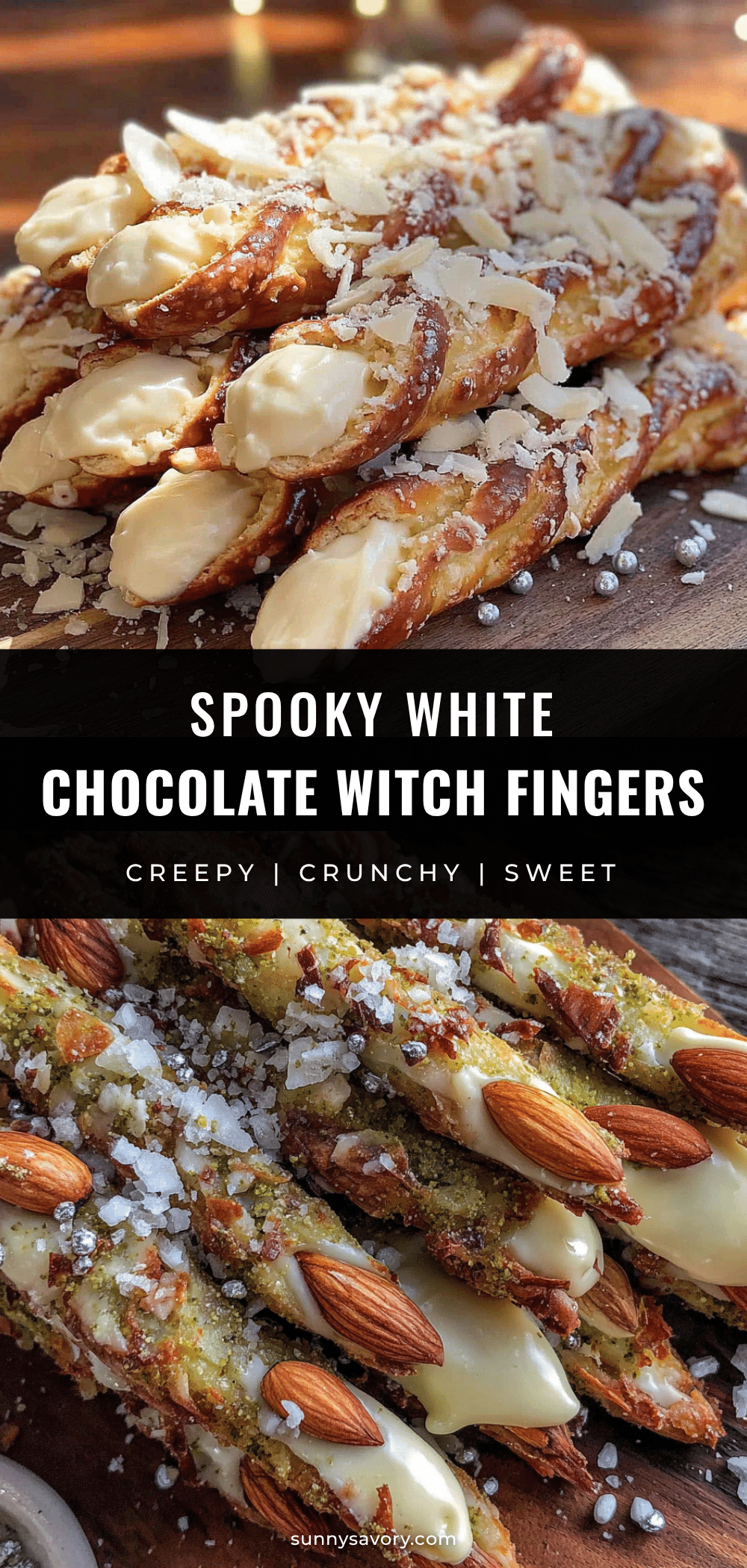 white chocolate witch finger pretzel rods recipe