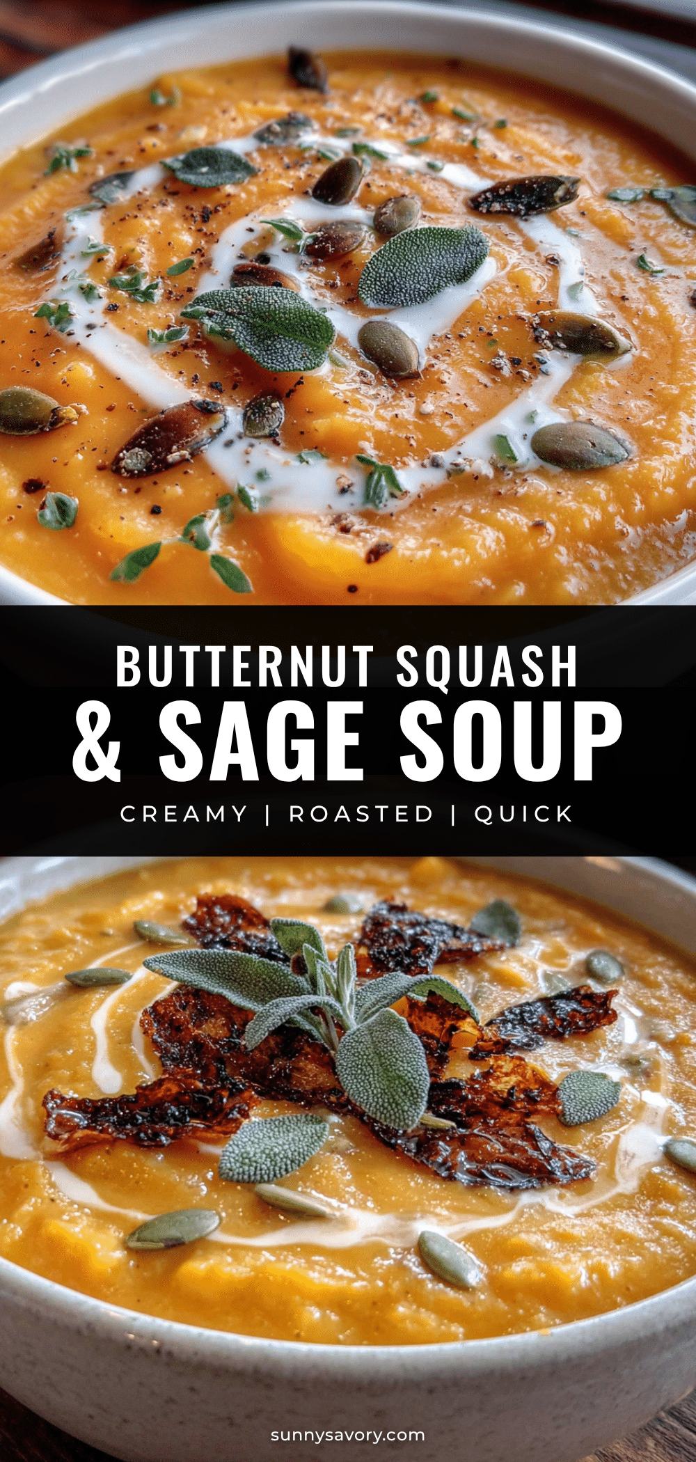 creamy butternut squash and sage soup recipe