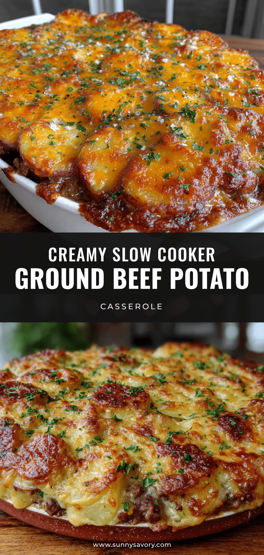 creamy slow cooker ground beef and potato casserole recipe
