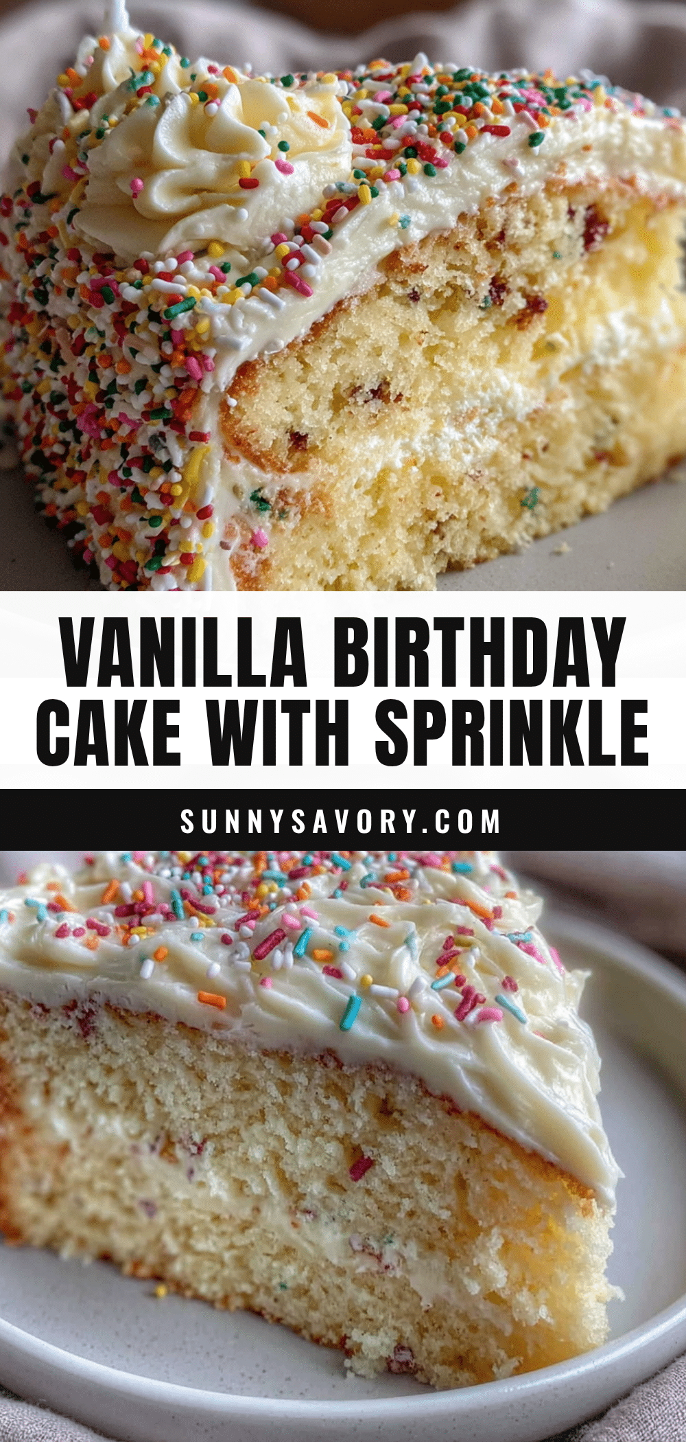 easy one-bowl vanilla birthday cake with sprinkle frosting recipe