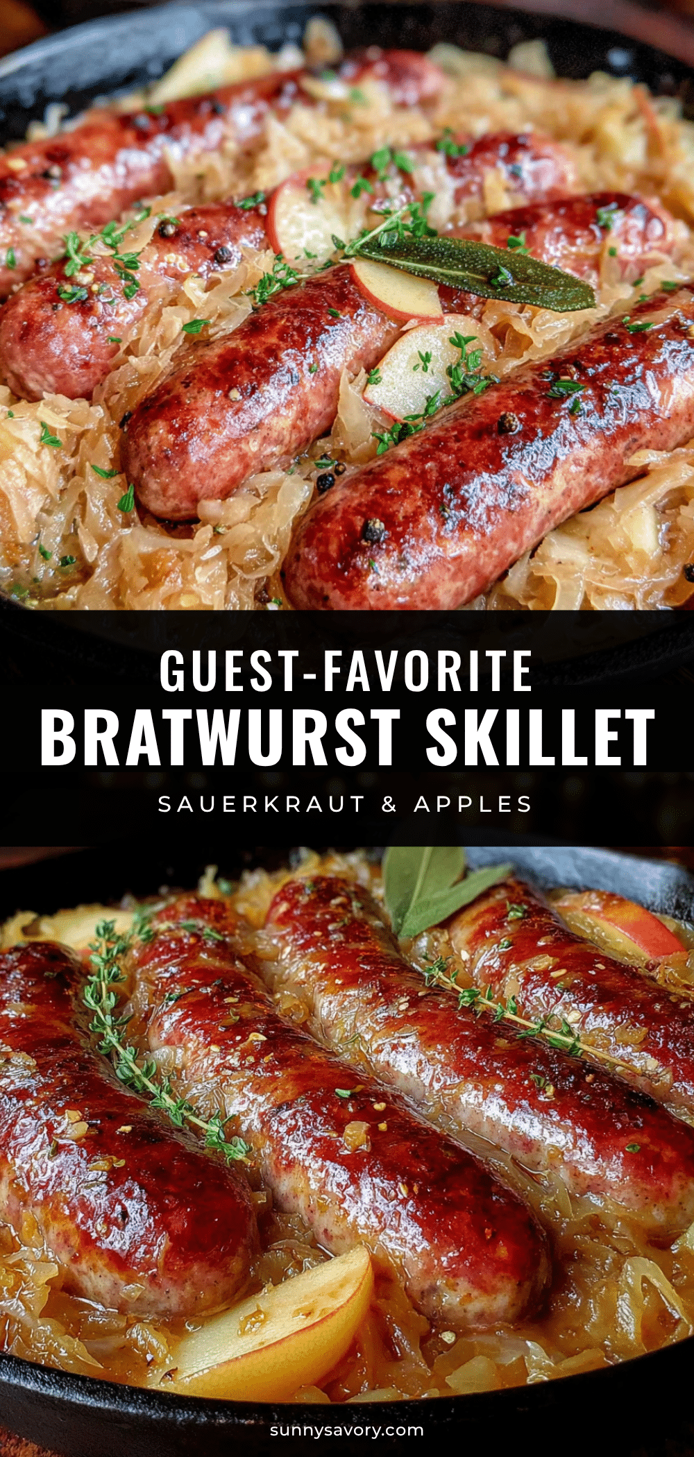german bratwurst skillet with sauerkraut and apples recipe