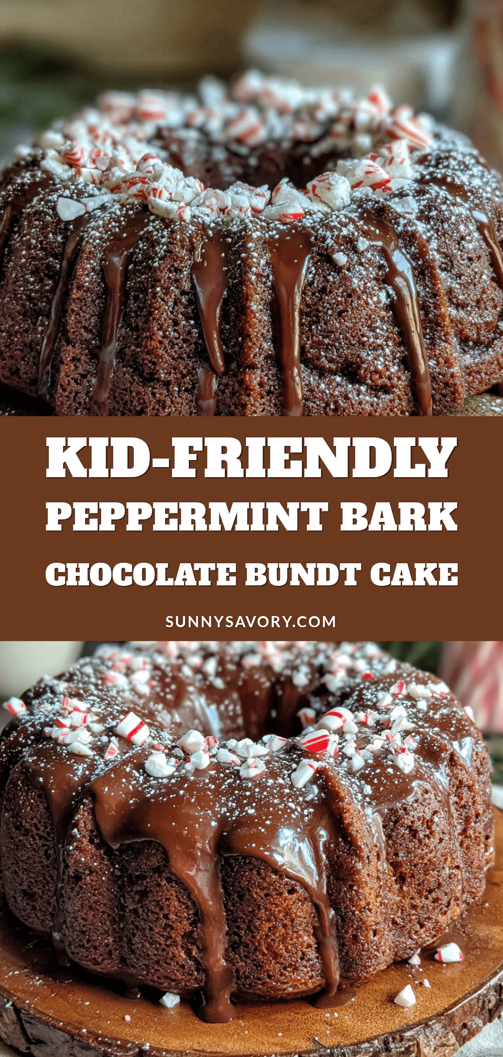 Kid-Friendly Peppermint Bark Bundt Cake recipe
