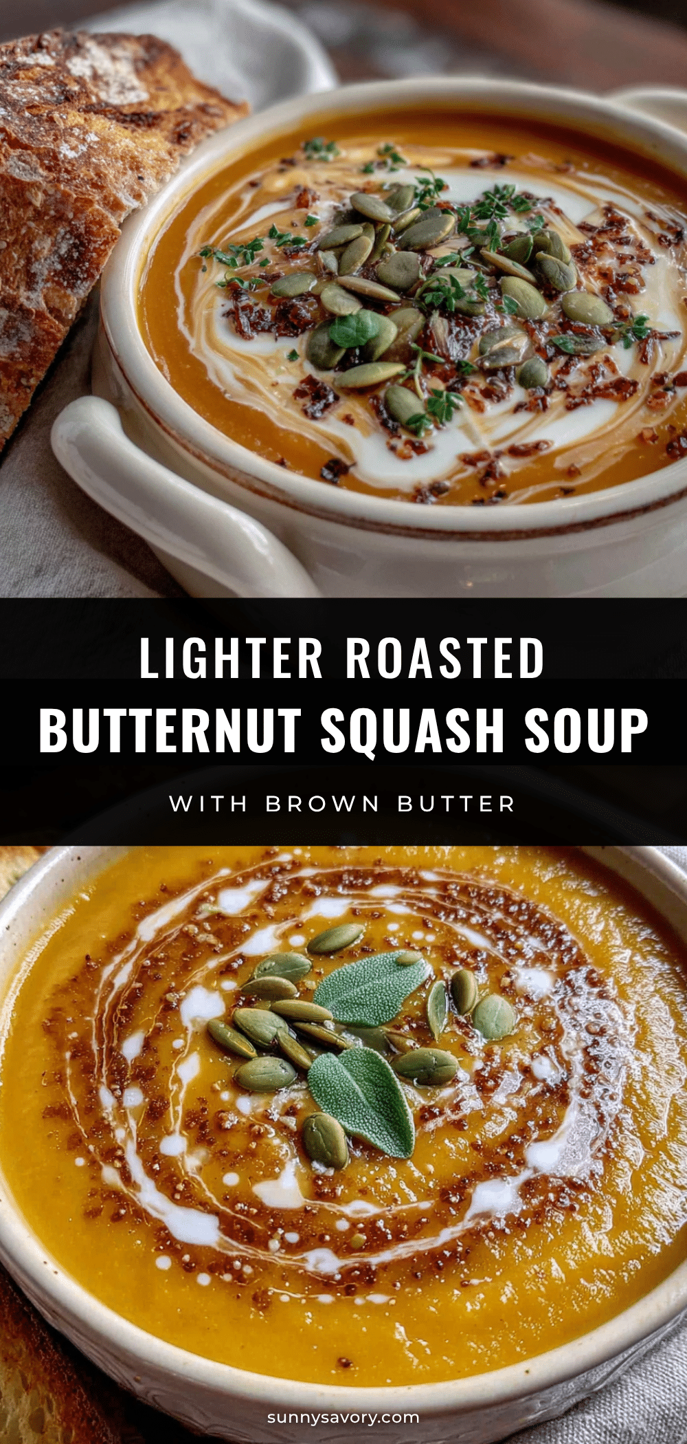 lighter roasted butternut squash soup with brown butter recipe