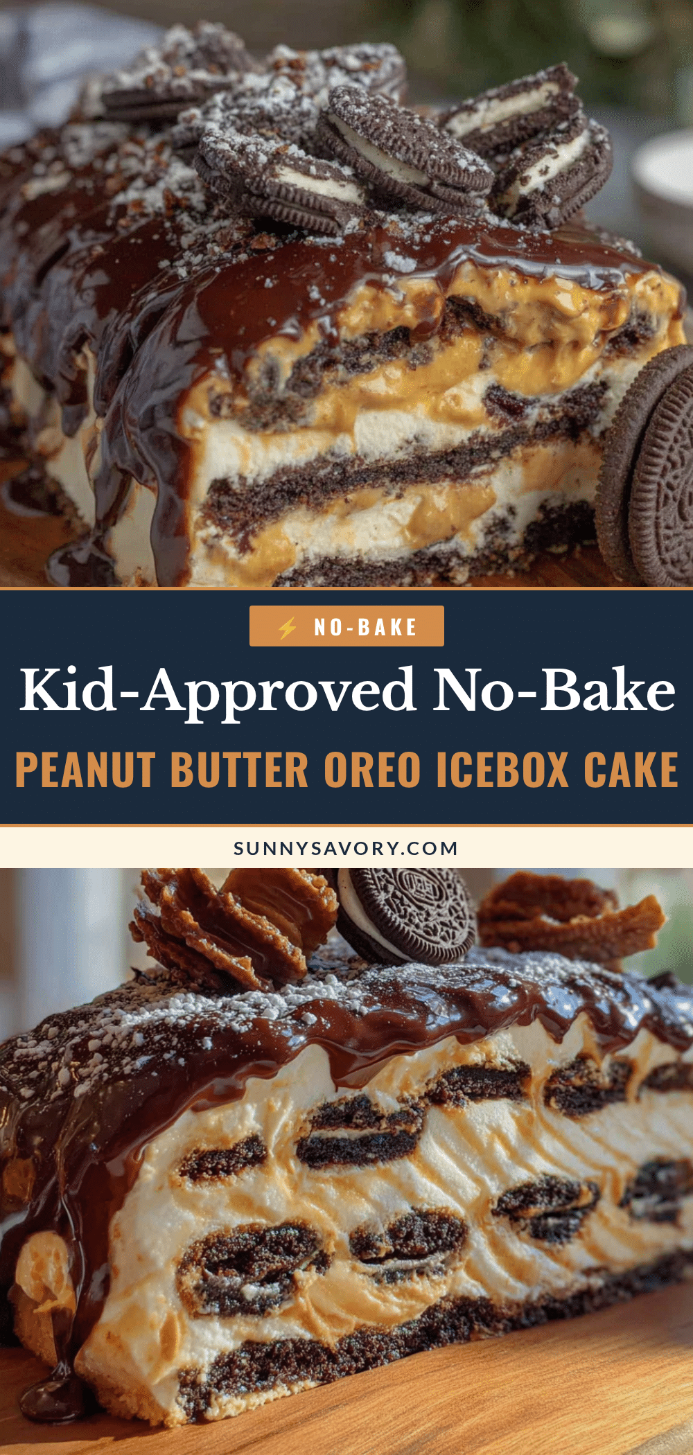 no-bake peanut butter Oreo icebox cake recipe