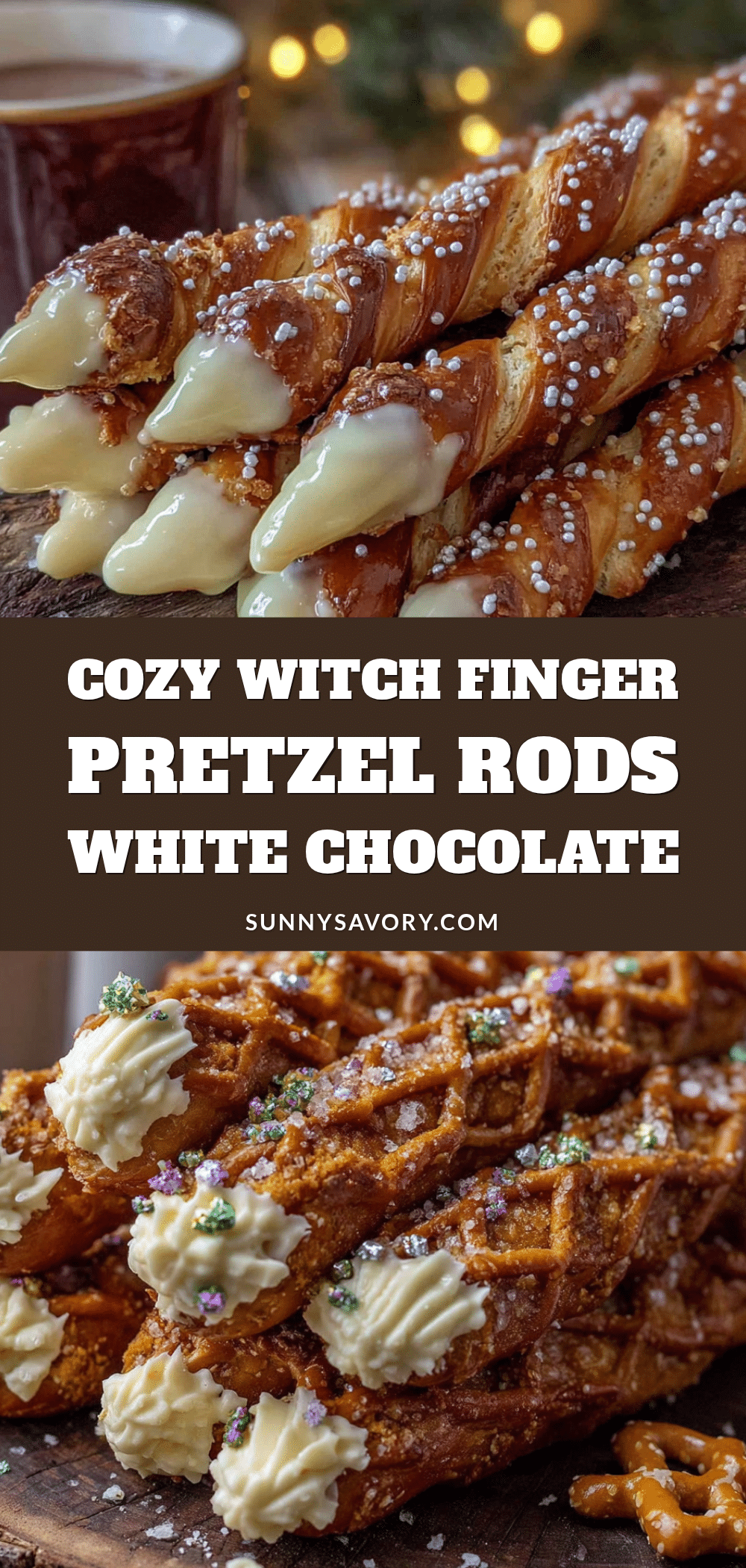 cozy witch finger pretzel rods recipe