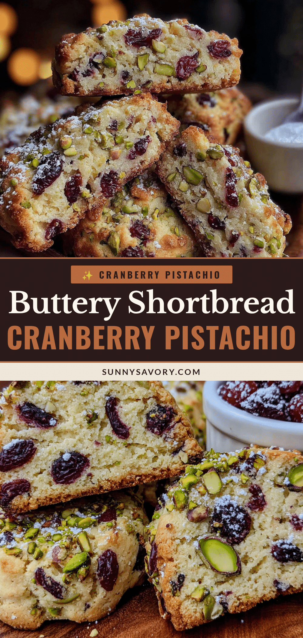 Cranberry Pistachio Shortbread Cookies recipe