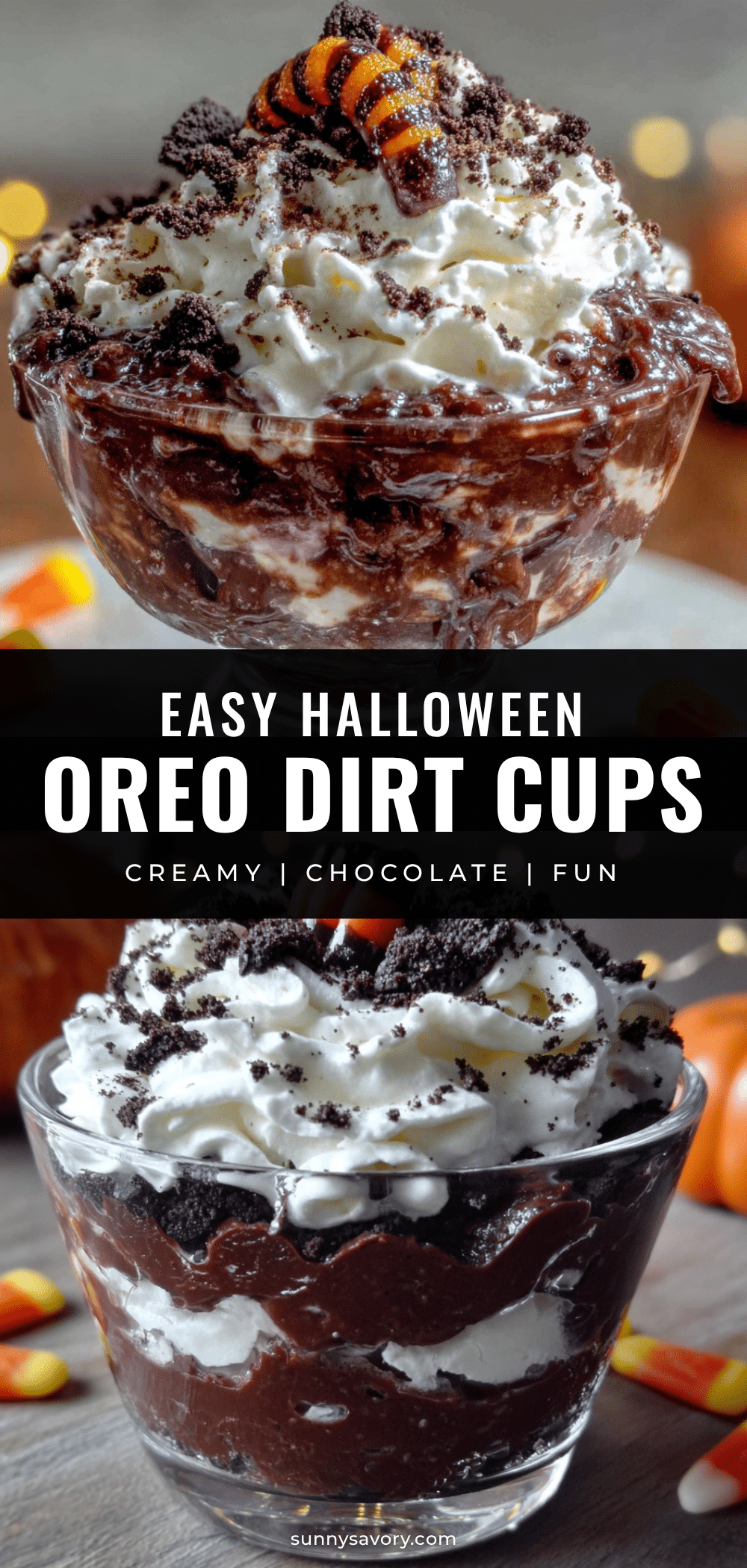 Easy Halloween Oreo Dirt Cups recipe