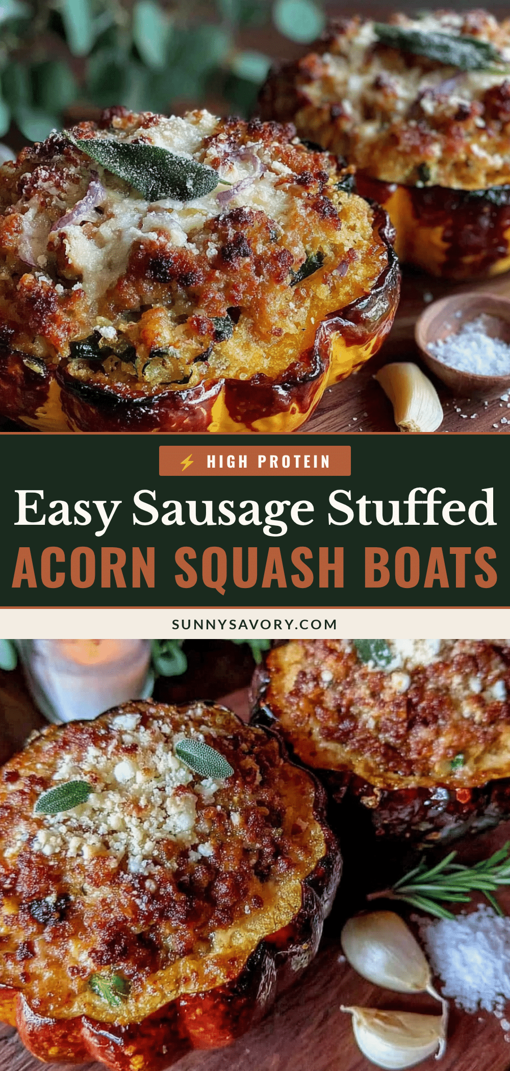 Easy Sausage Stuffed Acorn Squash Boats Recipe recipe